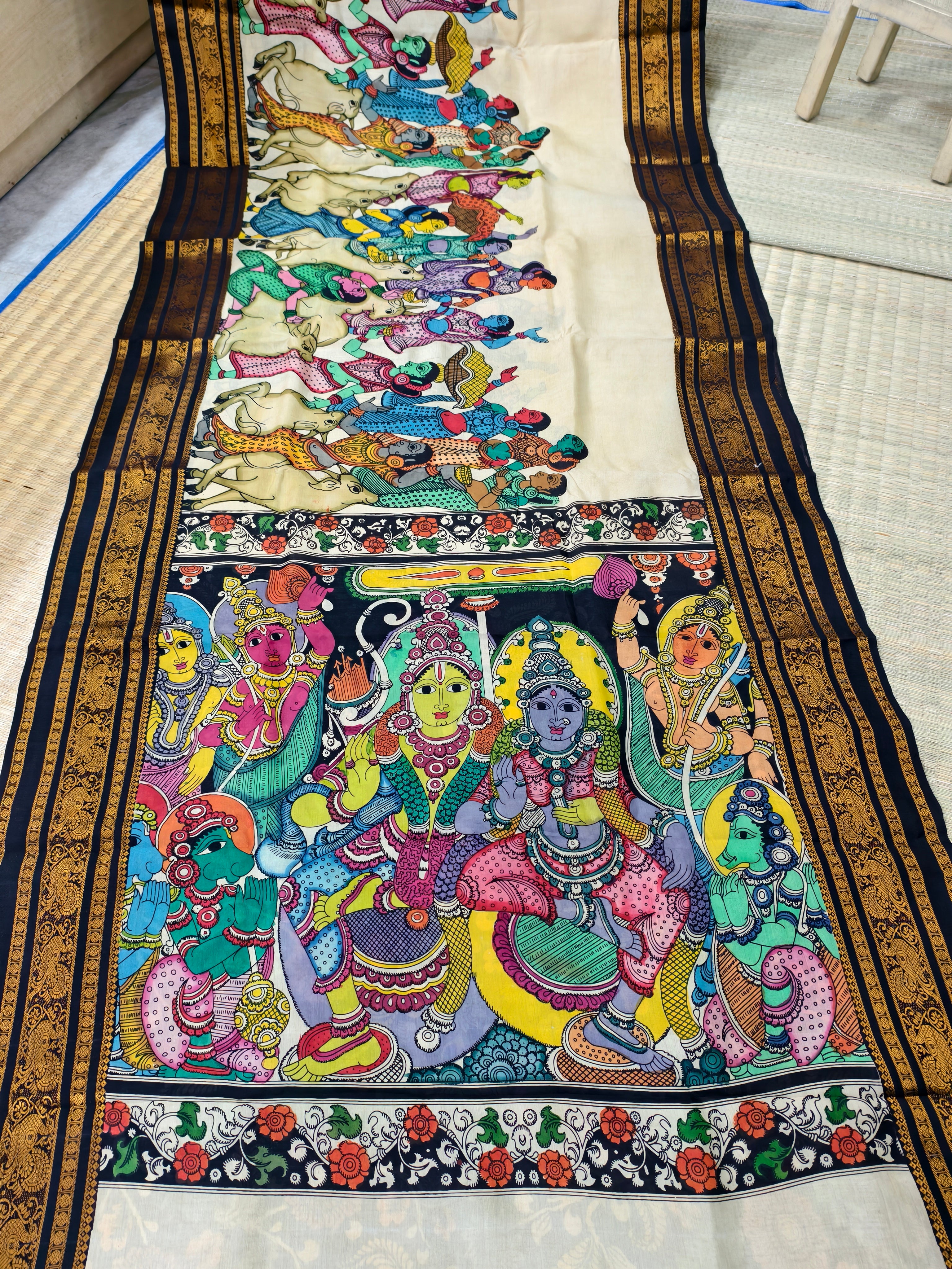 Pen kalamkari kanchi pattu saree