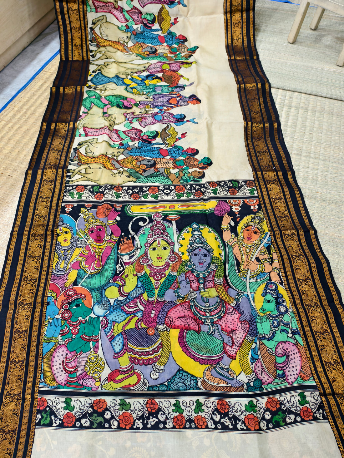 Pen kalamkari kanchi pattu saree