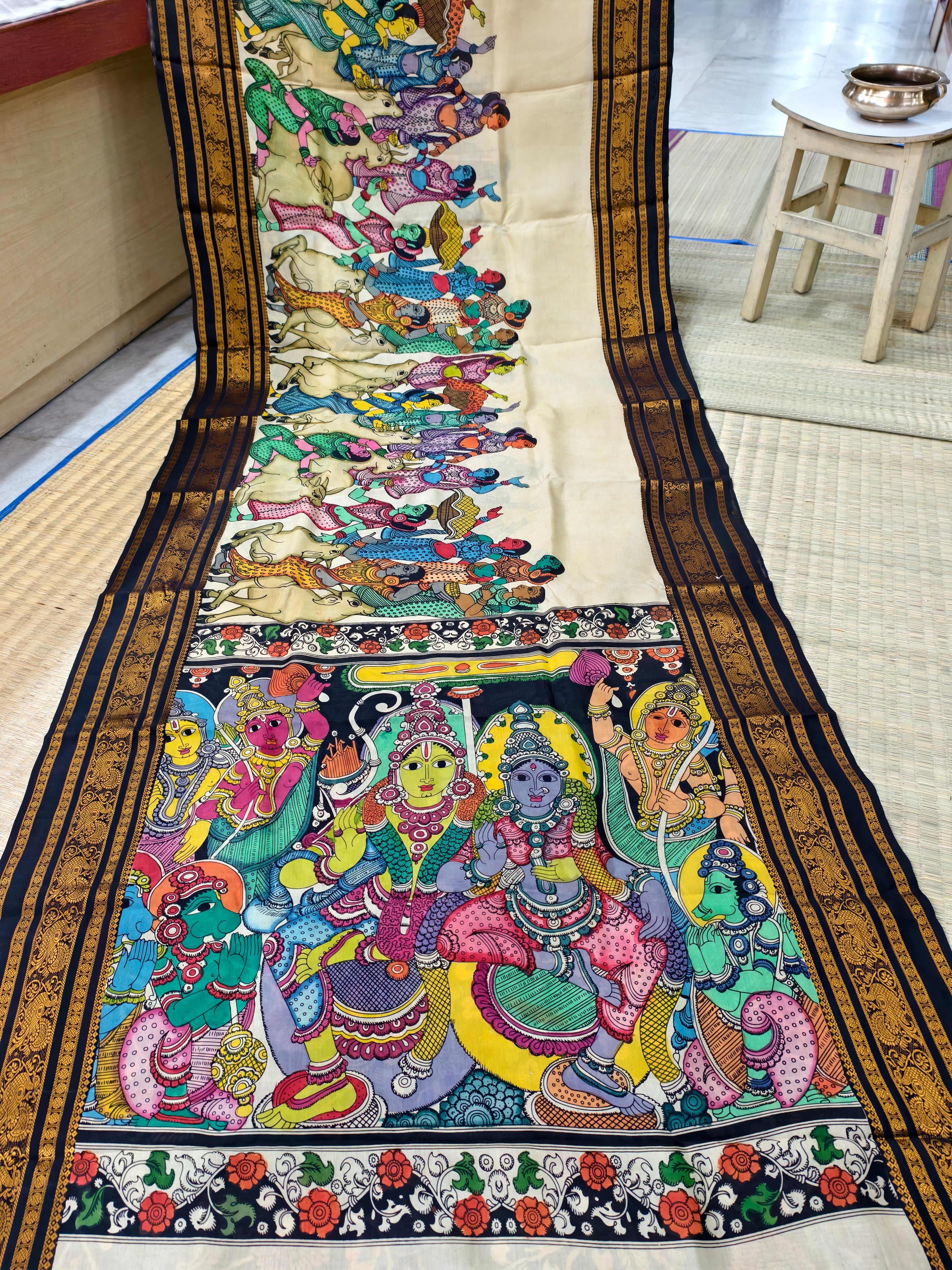 Pen kalamkari kanchi pattu saree