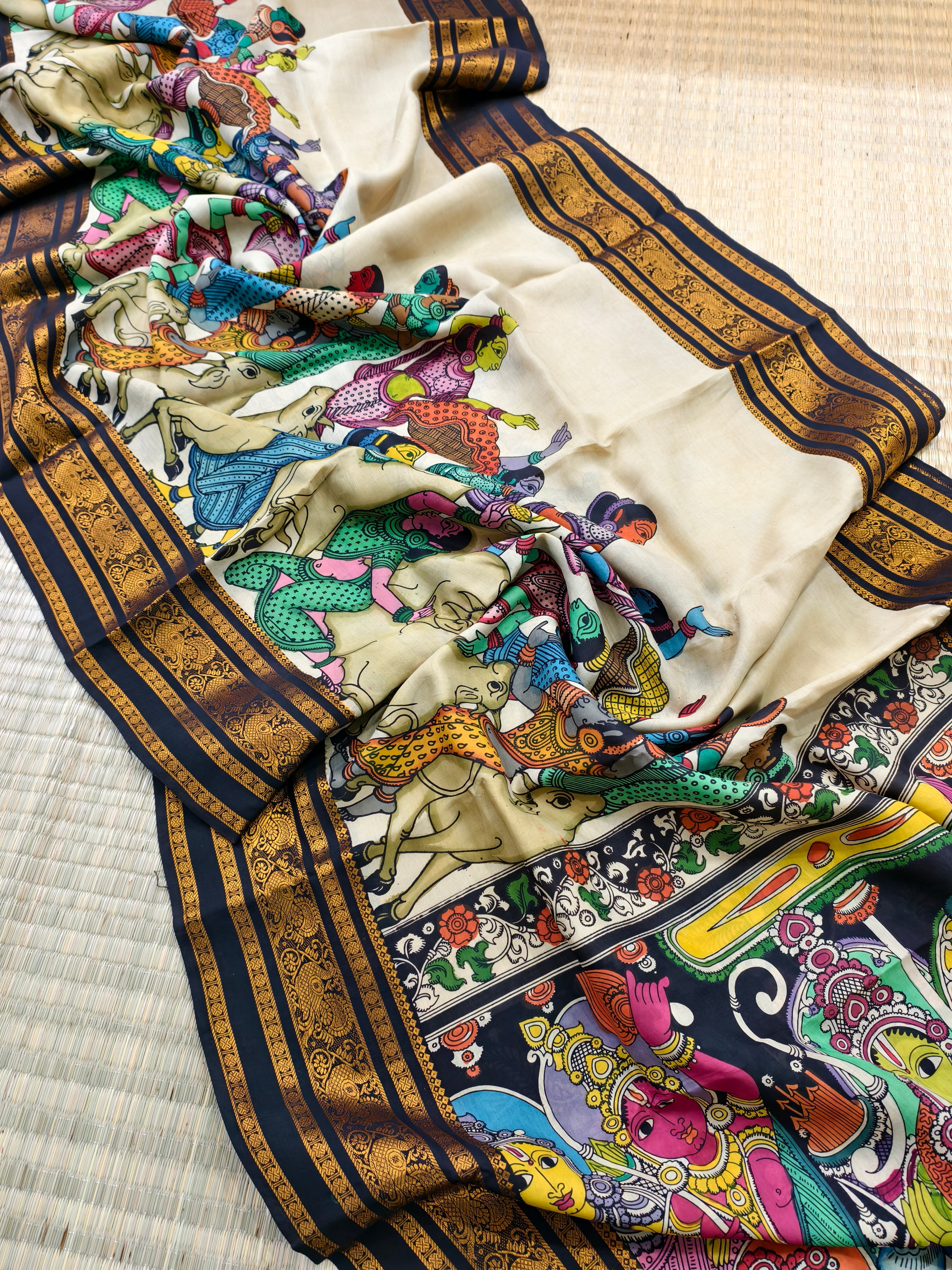 Pen kalamkari kanchi pattu saree