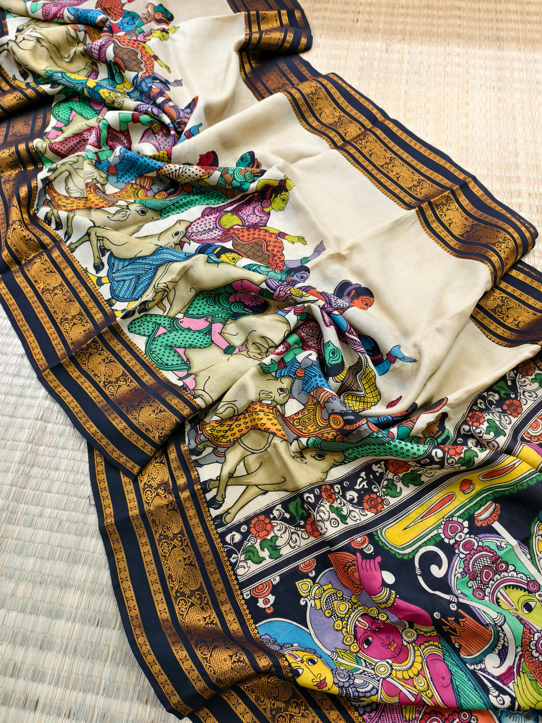 Pen kalamkari kanchi pattu saree