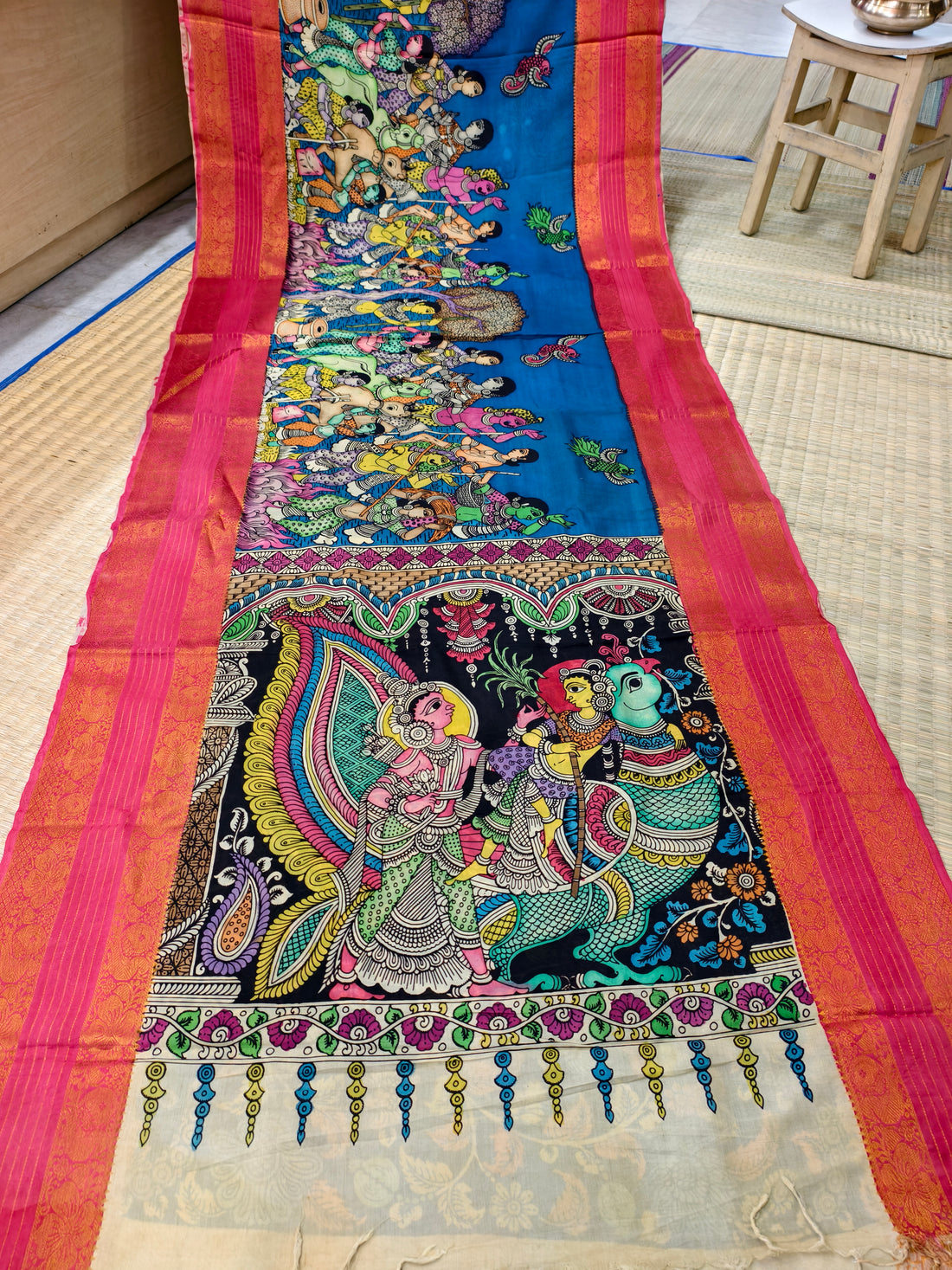 Pen kalamkari kanchi pattu saree