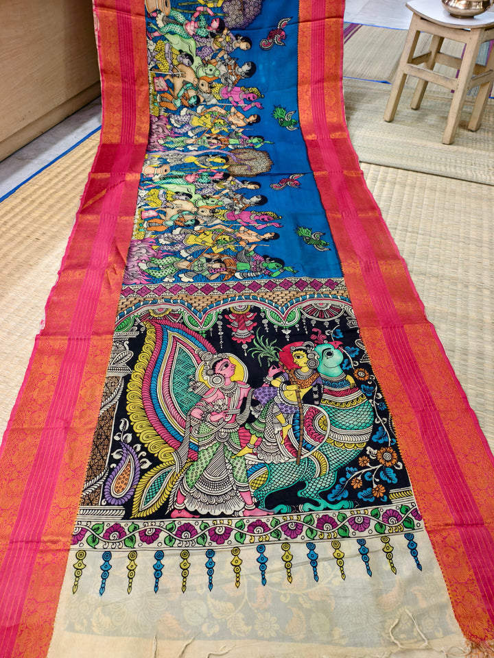 Pen kalamkari kanchi pattu saree