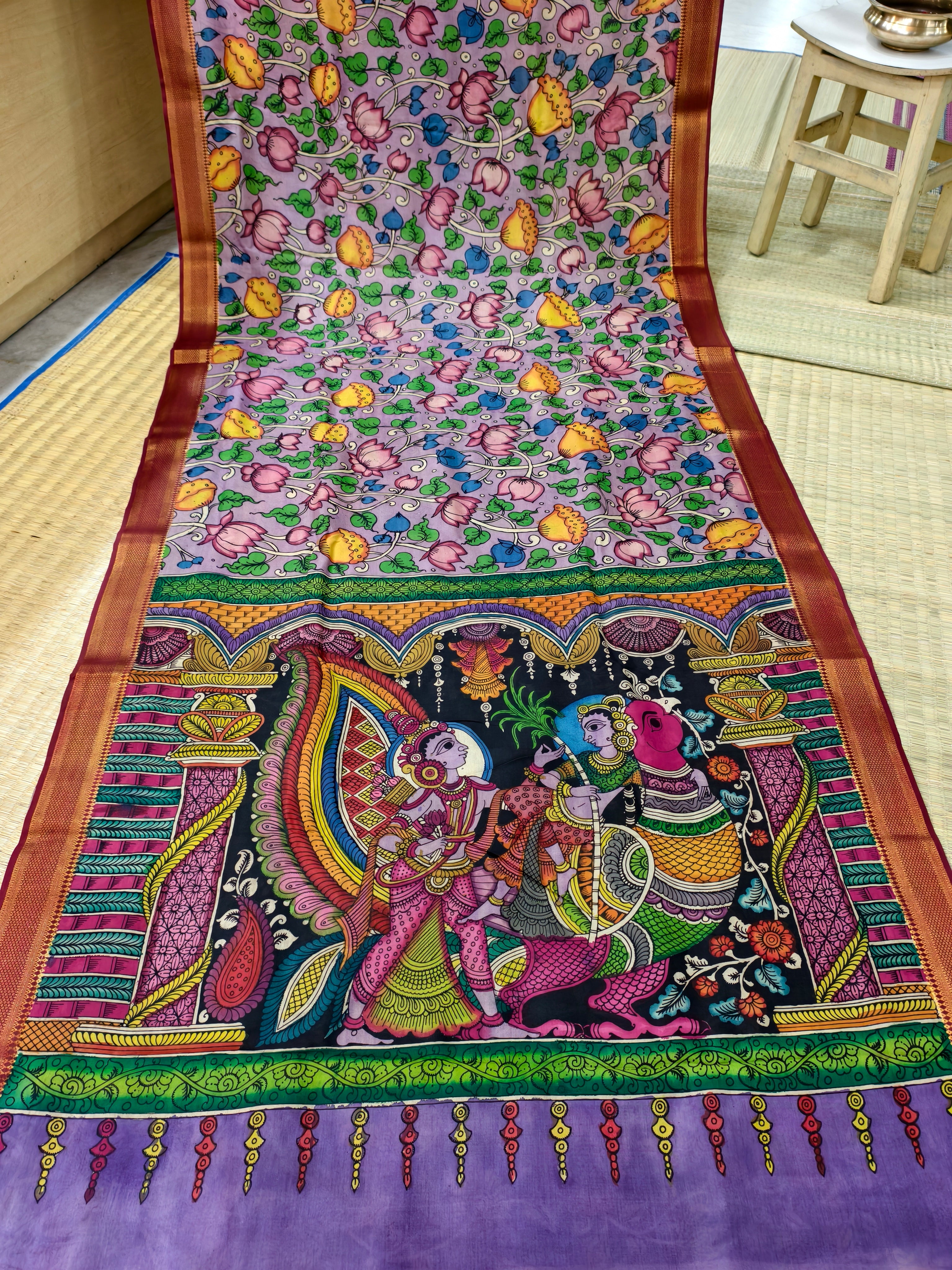 Pen kalamkari banglore silk saree
