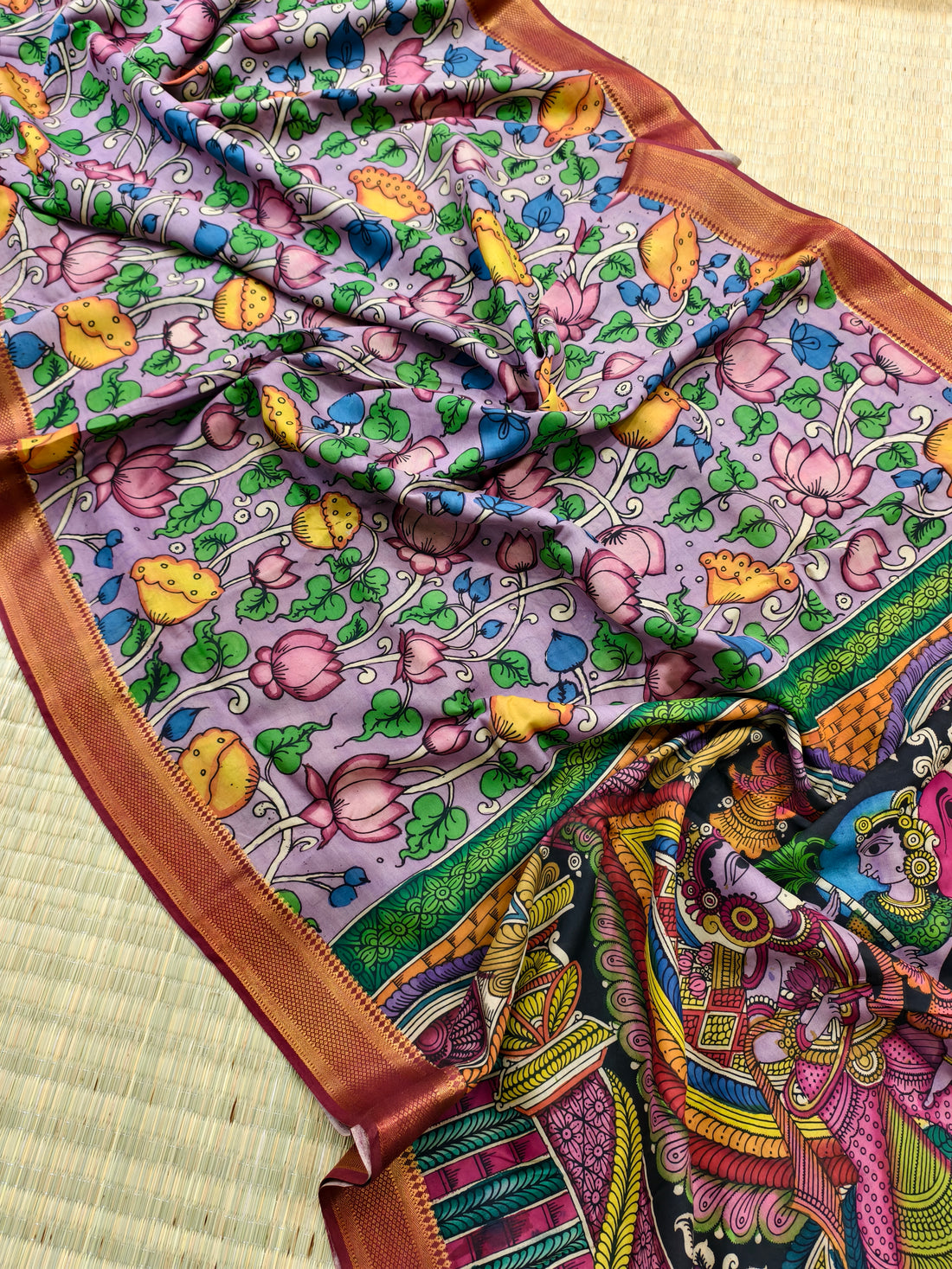 Pen kalamkari banglore silk saree