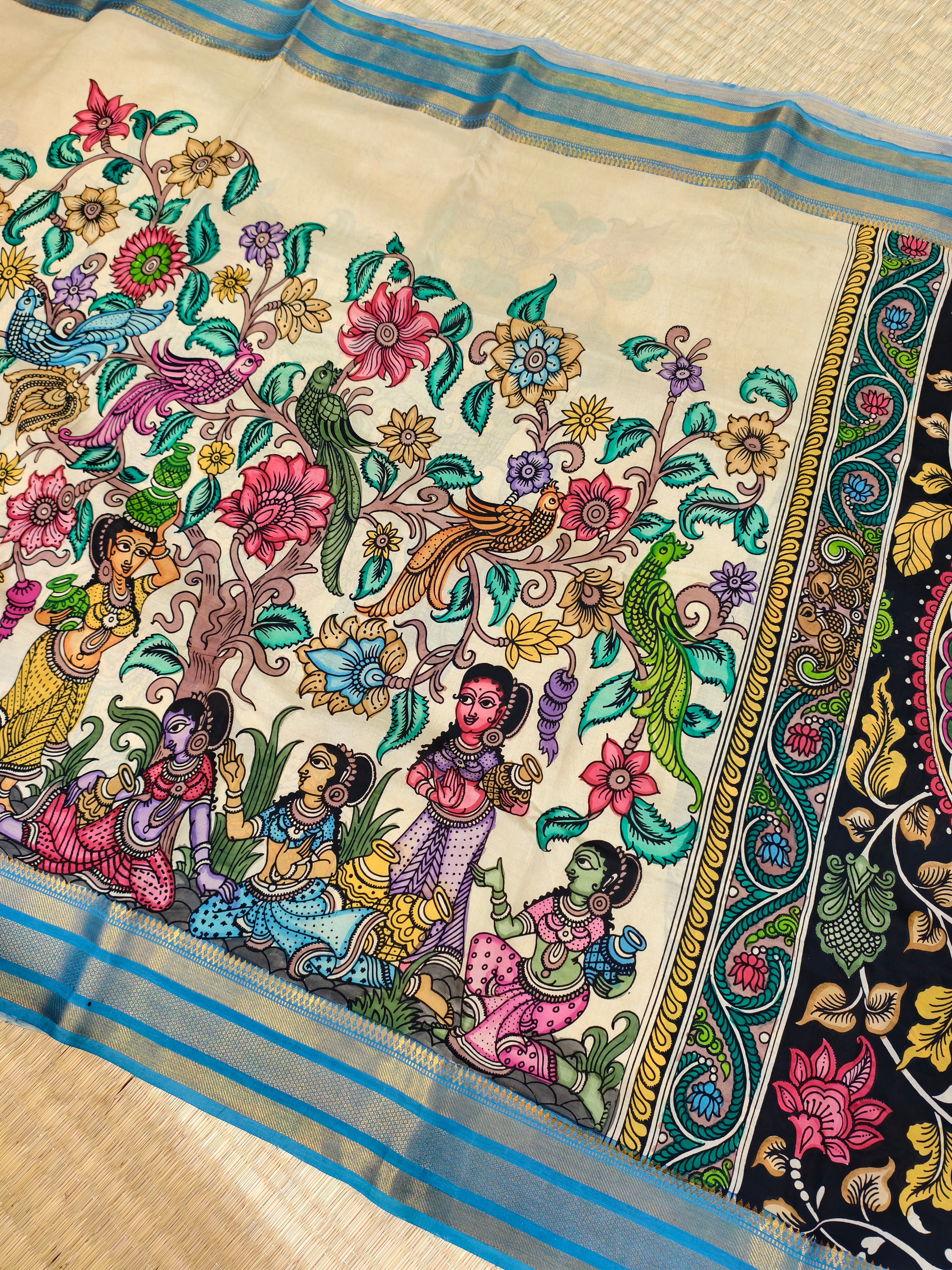 Pen kalamkari kanchi pattu saree