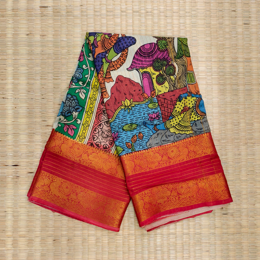 Pen kalamkari kanchi pattu saree