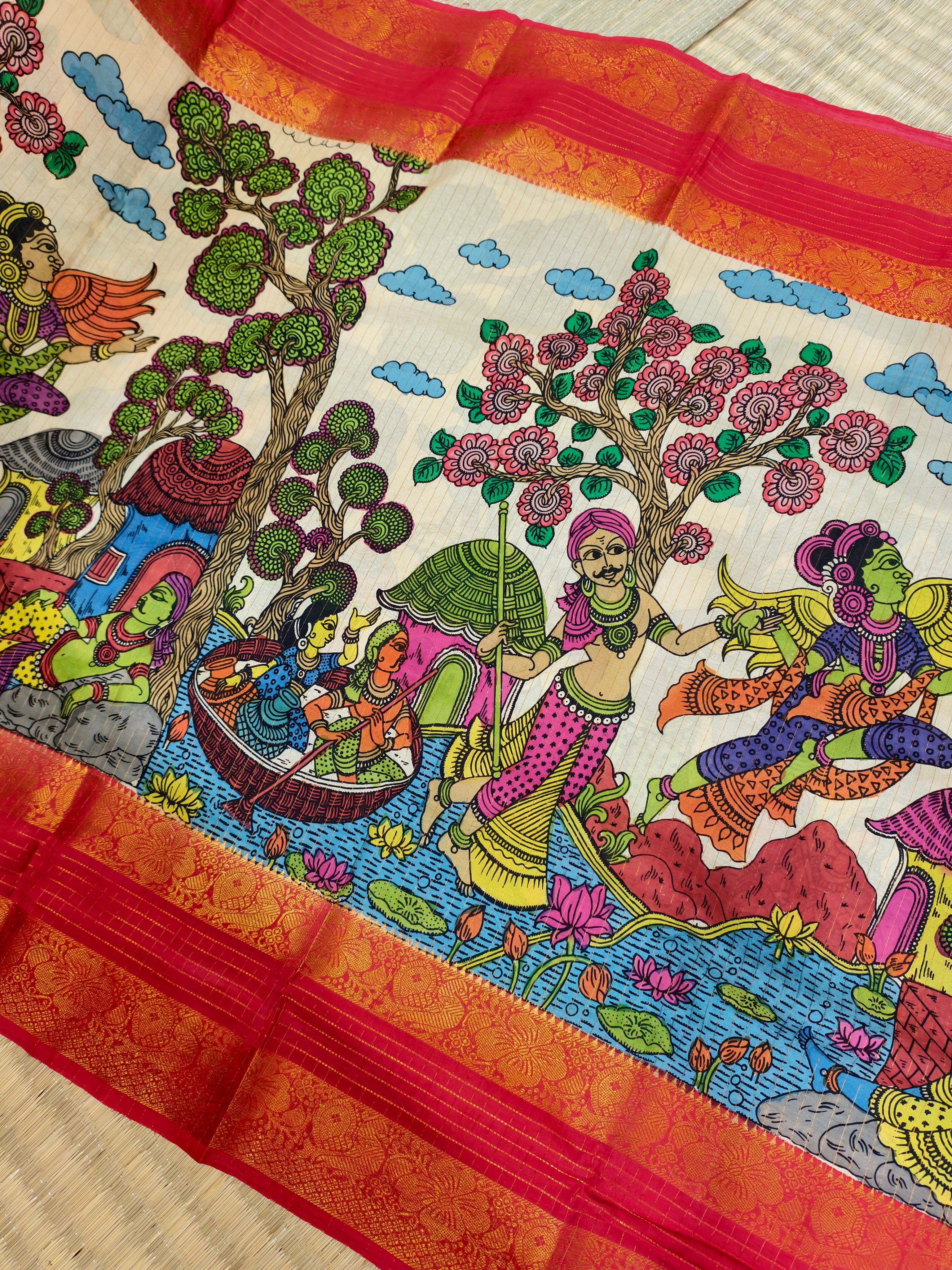 Pen kalamkari kanchi pattu saree