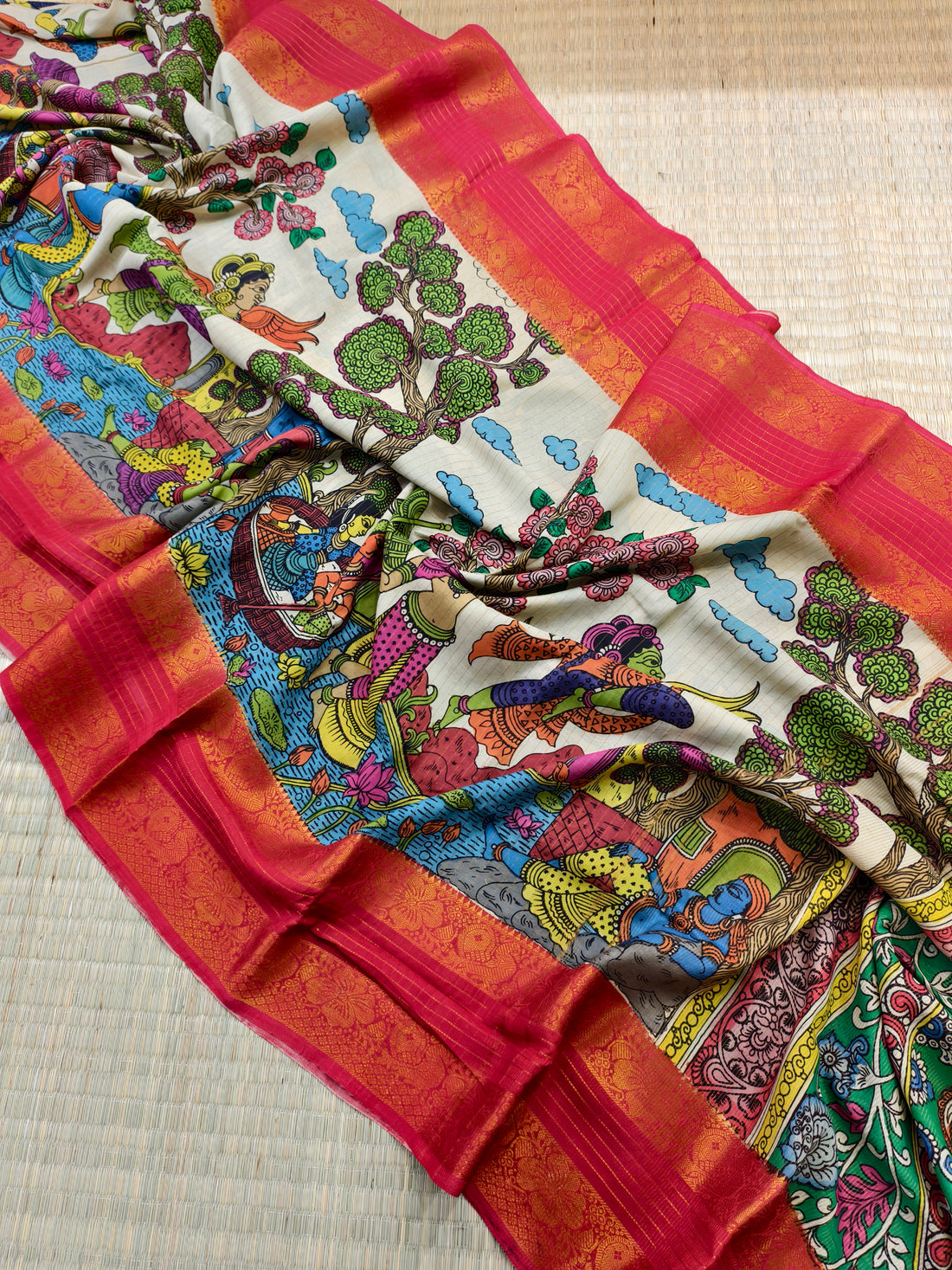 Pen kalamkari kanchi pattu saree