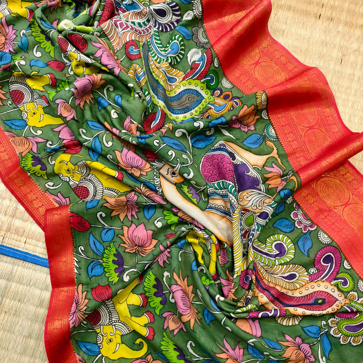 Pen kalamkari uppada pattu saree