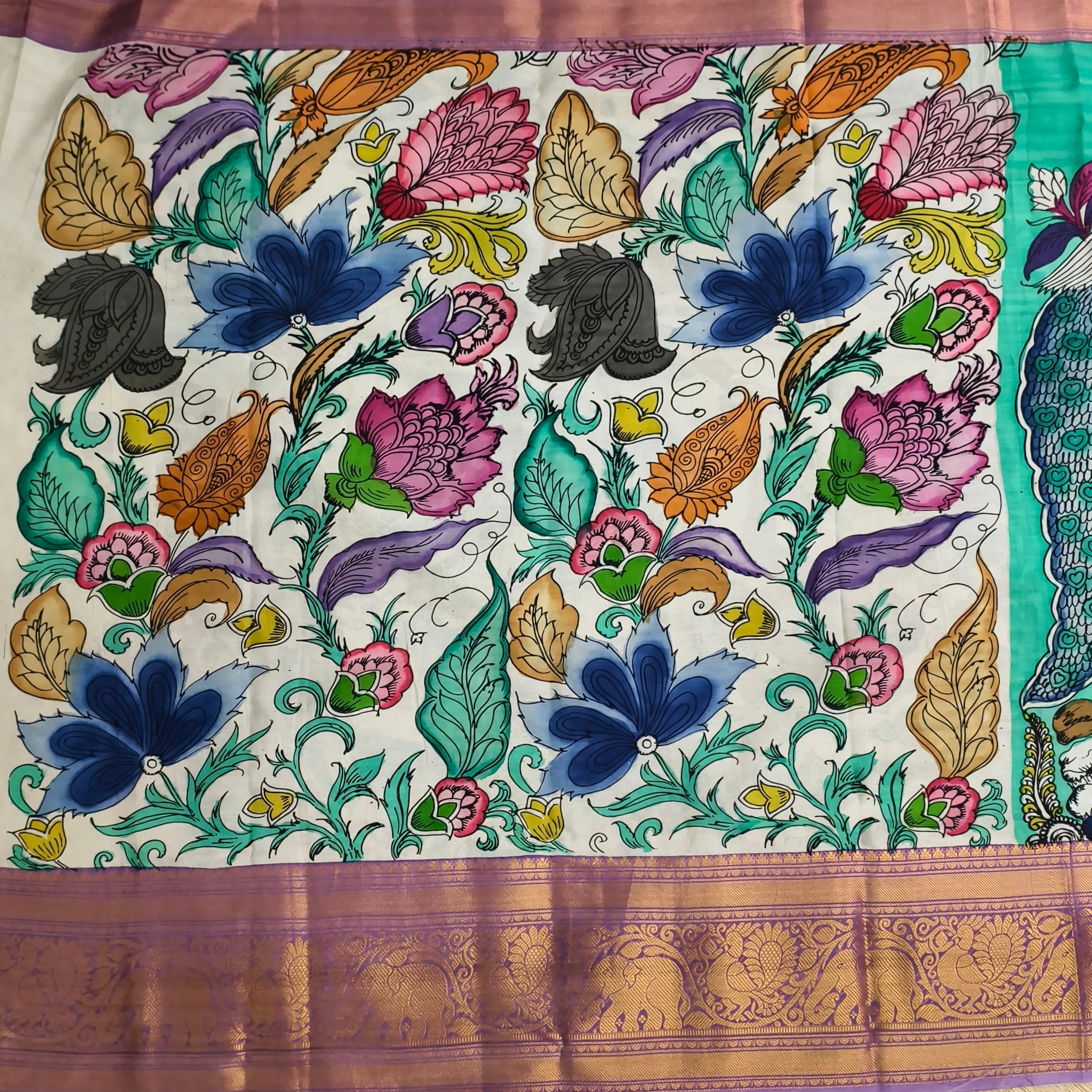 Pen kalamkari venkatagiri pattu saree