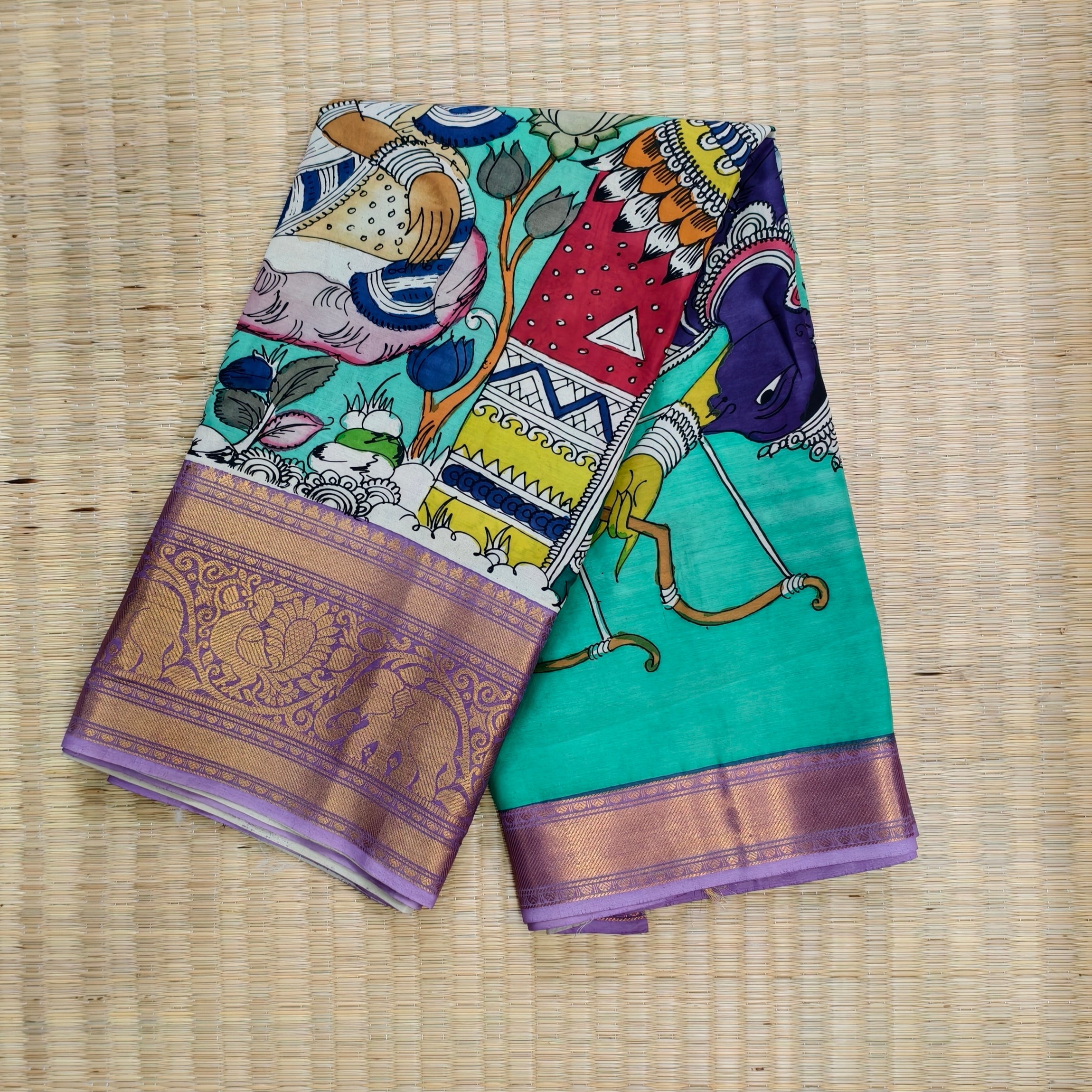 Pen kalamkari venkatagiri pattu saree
