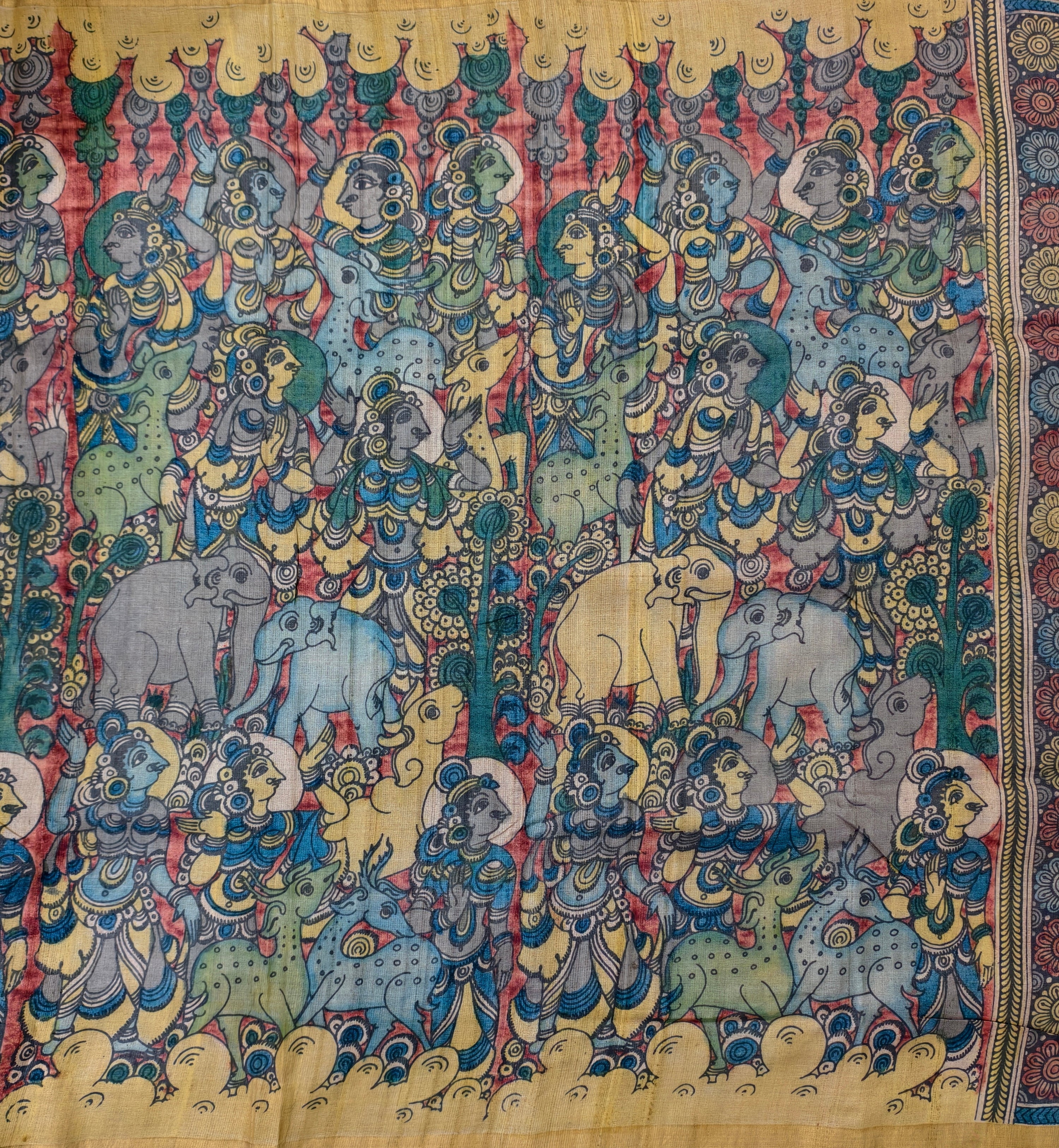 Pen kalamkari pure tussar silk saree