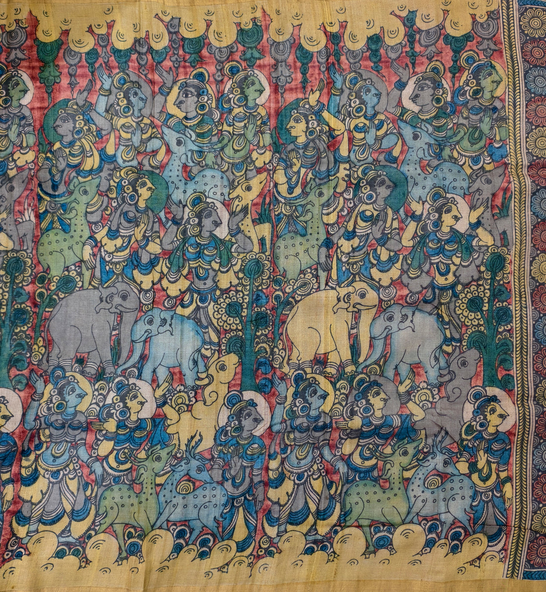 Pen kalamkari pure tussar silk saree