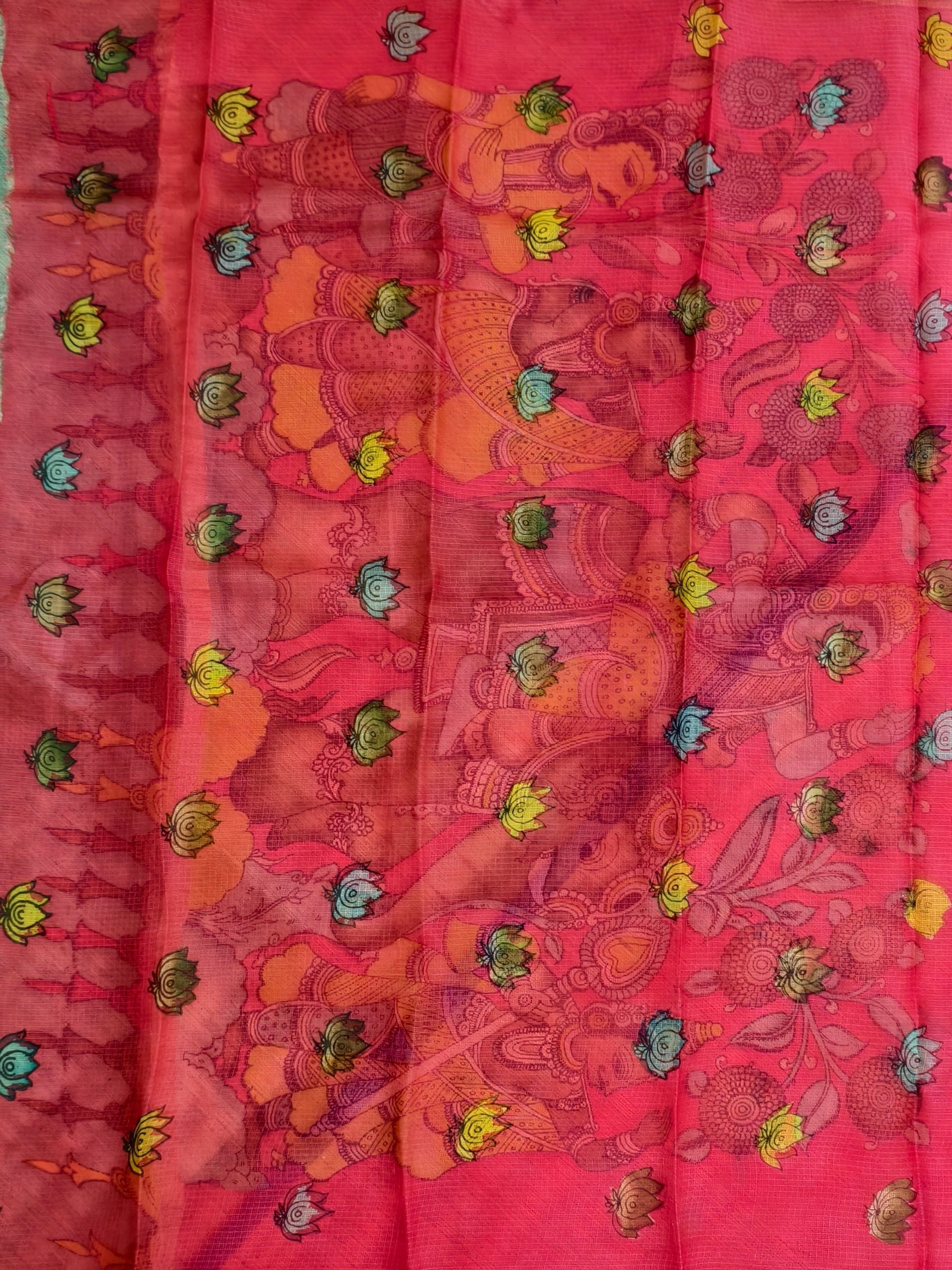 Pen kalamkari pure Kota silk saree