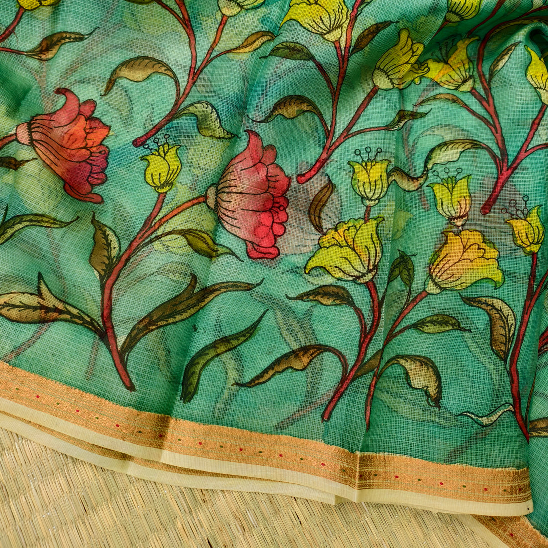 Pen kalamkari pure Kota silk saree