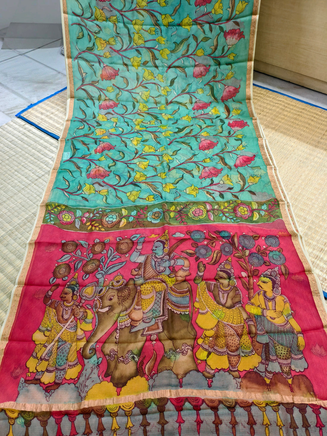 Pen kalamkari pure Kota silk saree