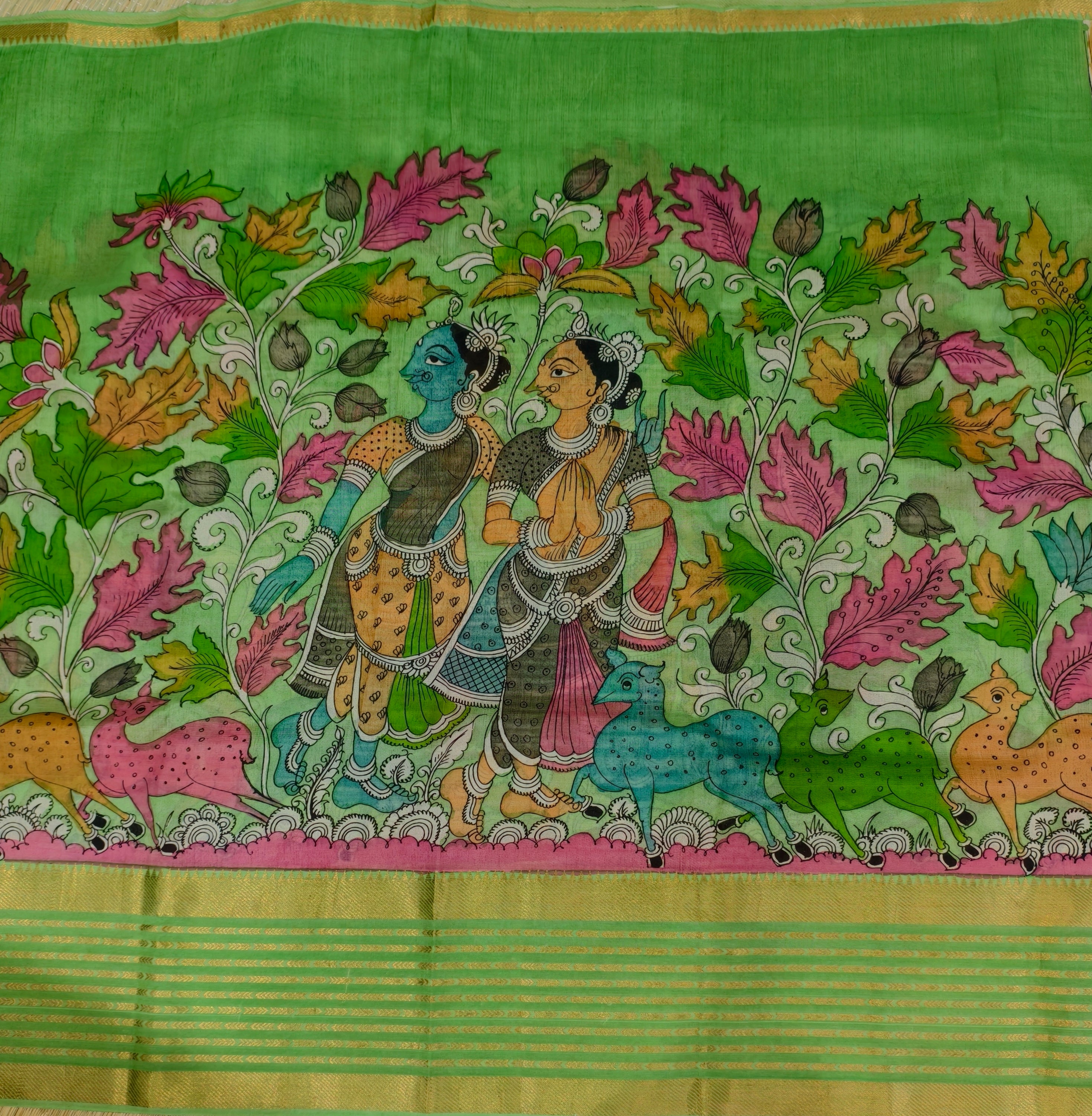 Pen kalamkari Mangalagiri pattu saree
