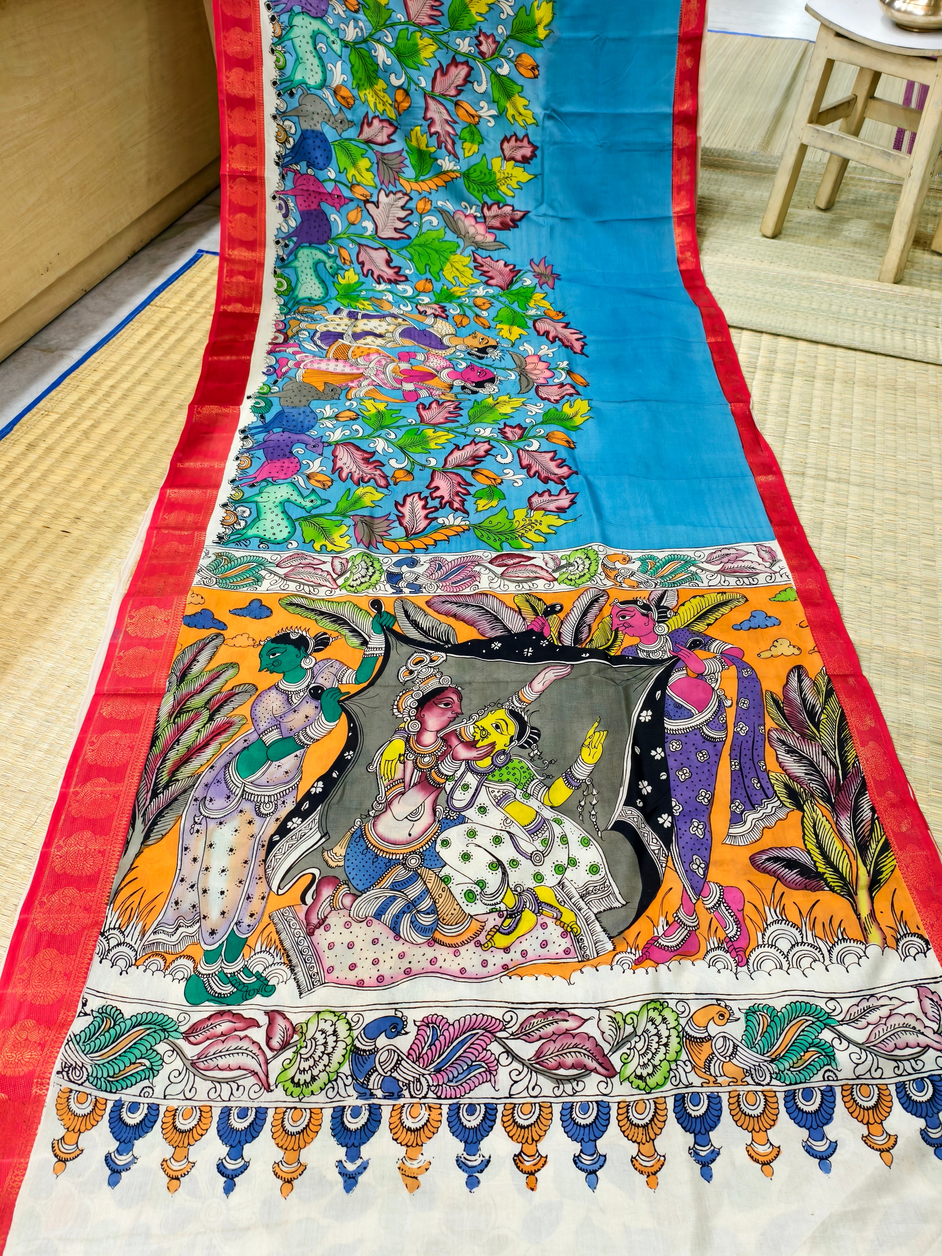 Pen kalamkari banglore silk saree