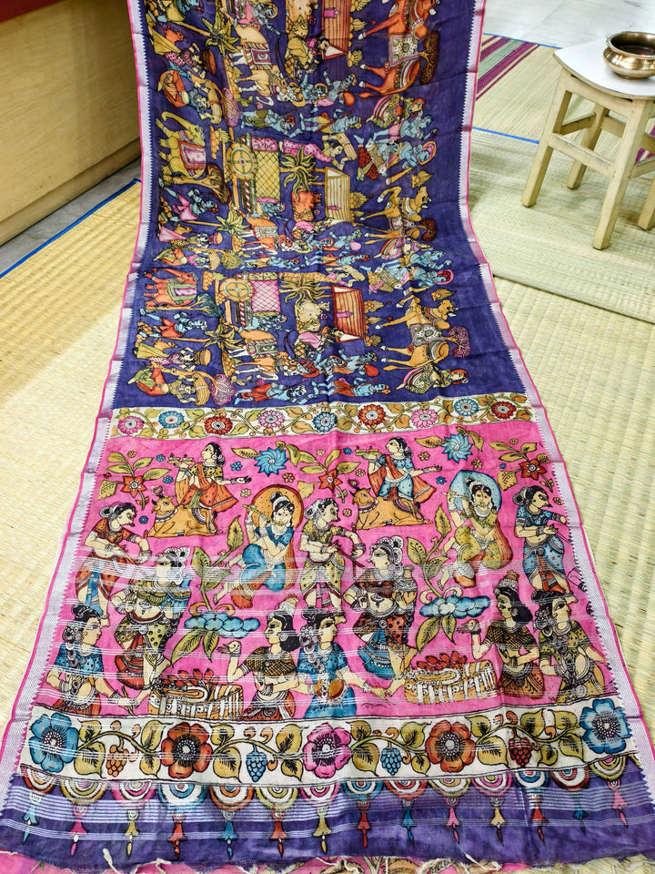 Pen kalamkari Mangalagiri silk saree