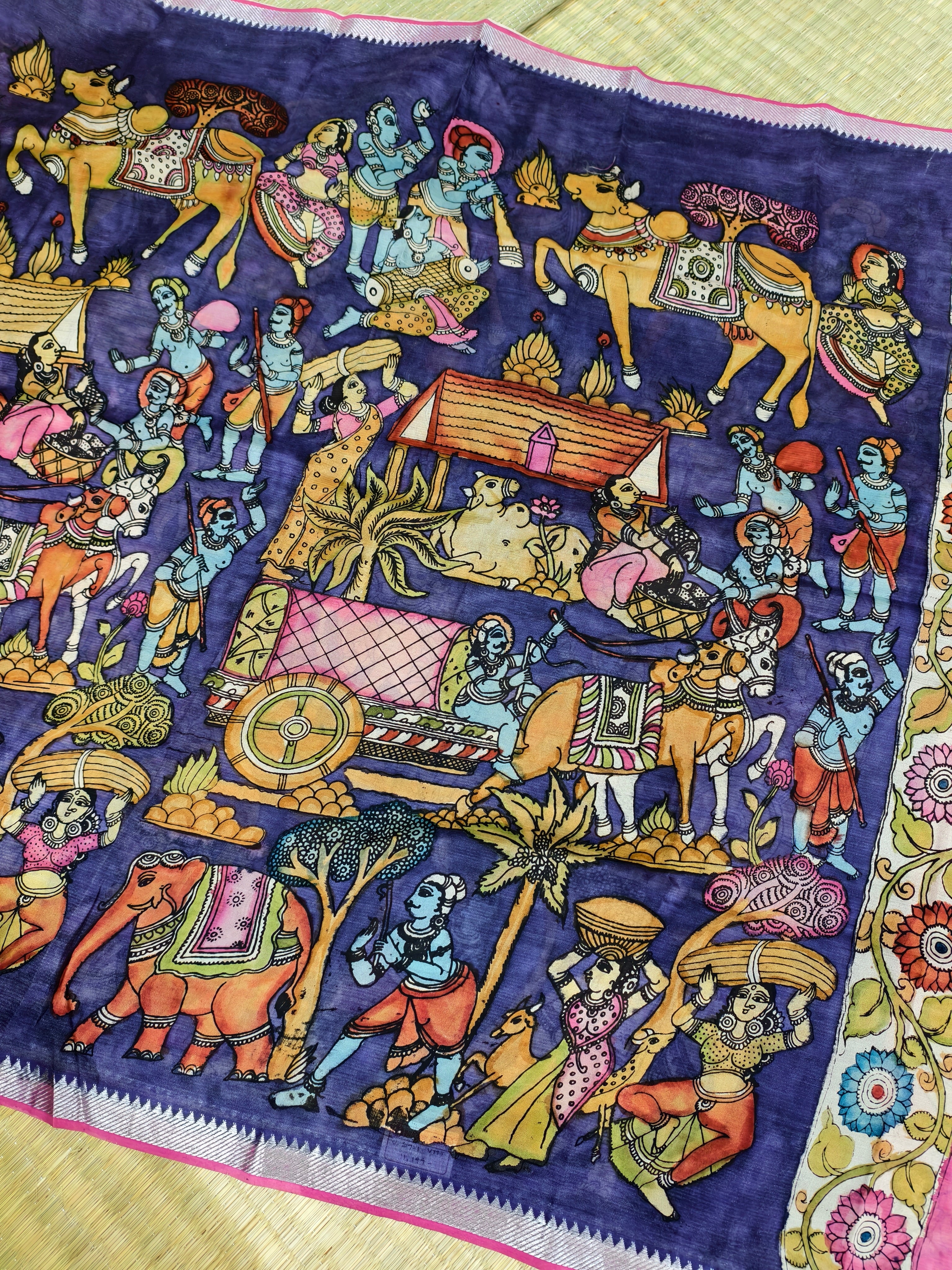 Pen kalamkari Mangalagiri silk saree