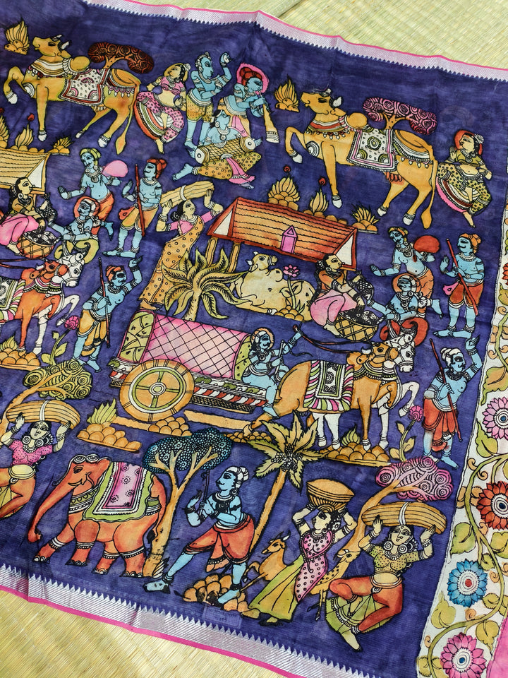 Pen kalamkari Mangalagiri silk saree