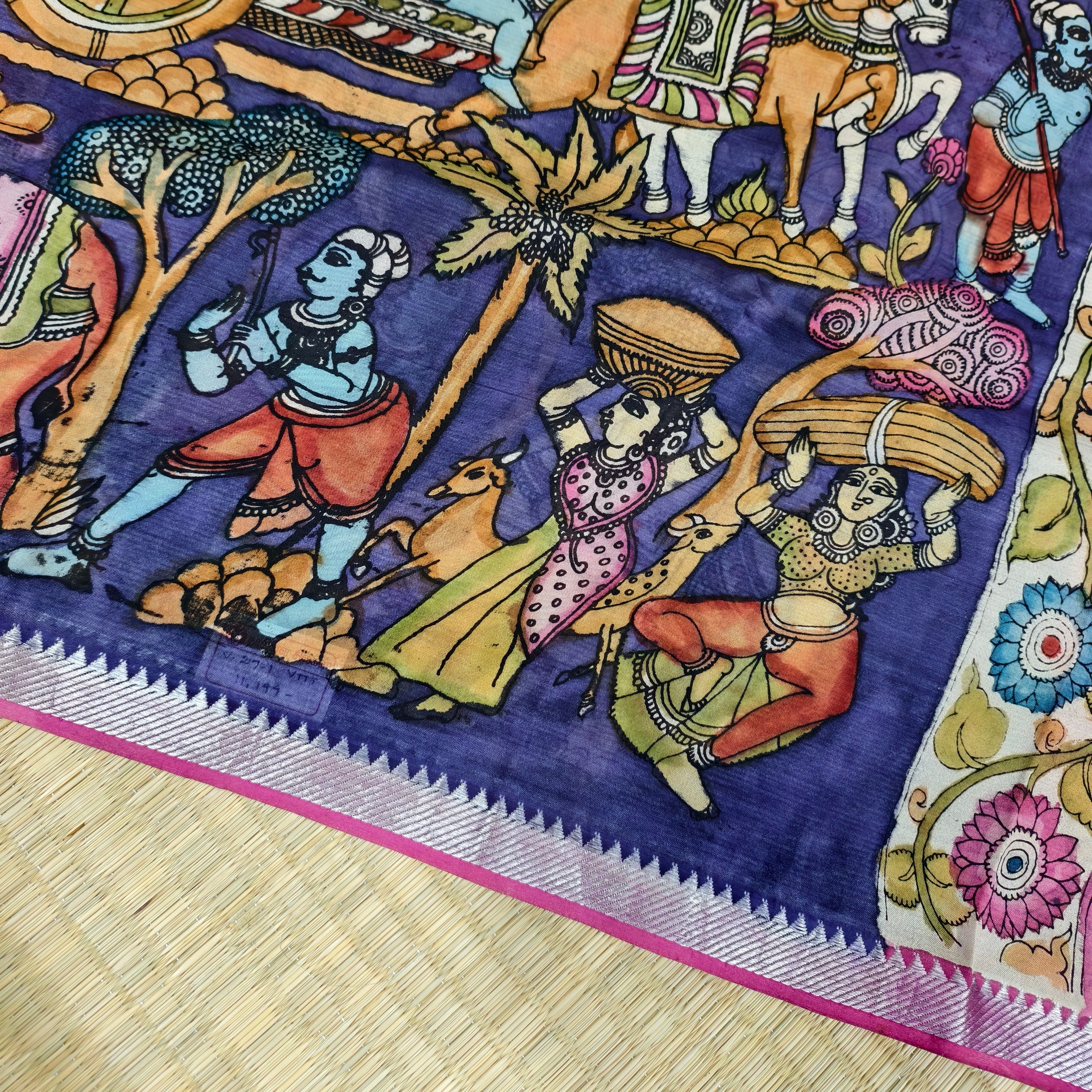 Pen kalamkari Mangalagiri silk saree