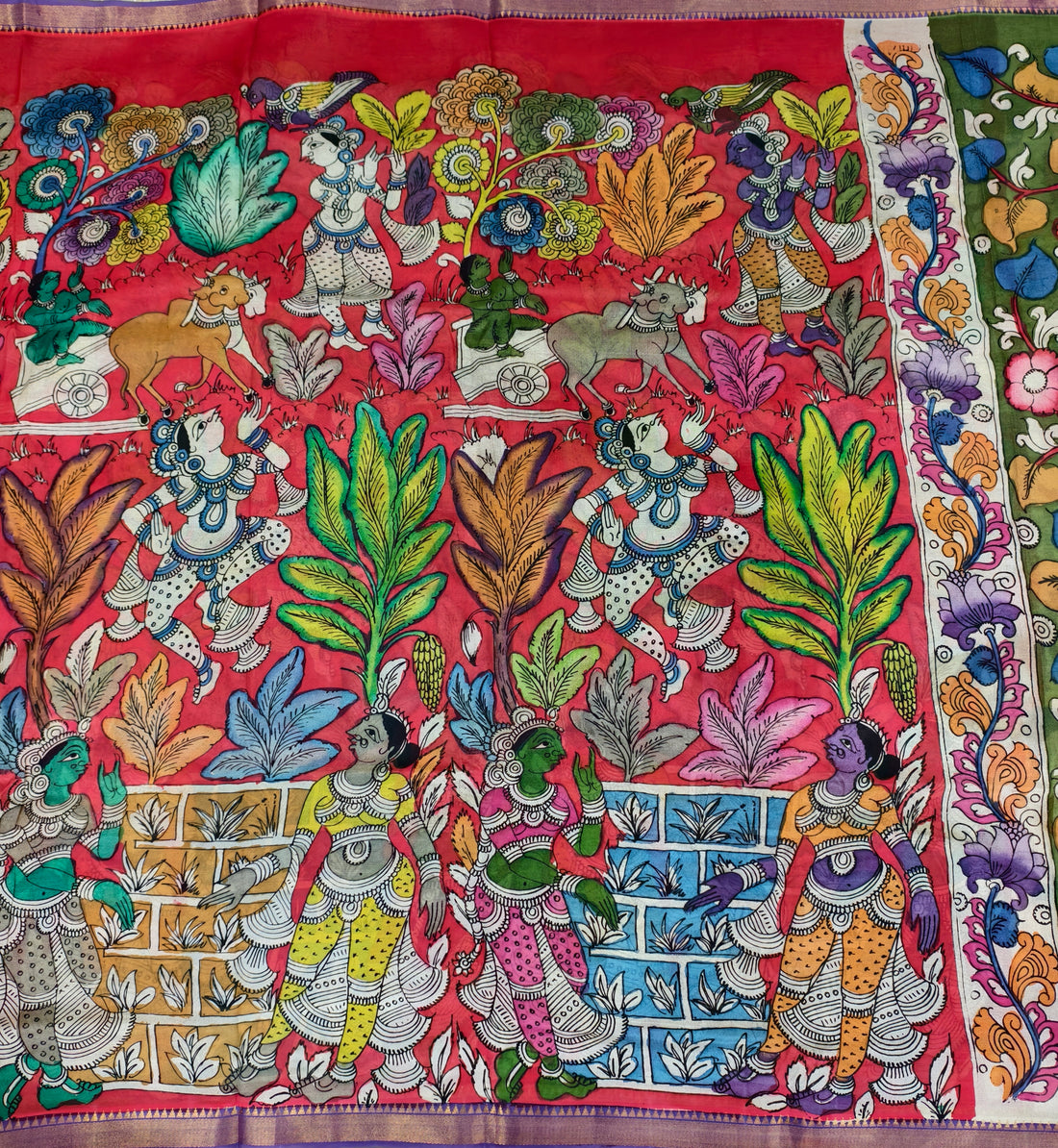 Pen kalamkari Mangalagiri silk saree