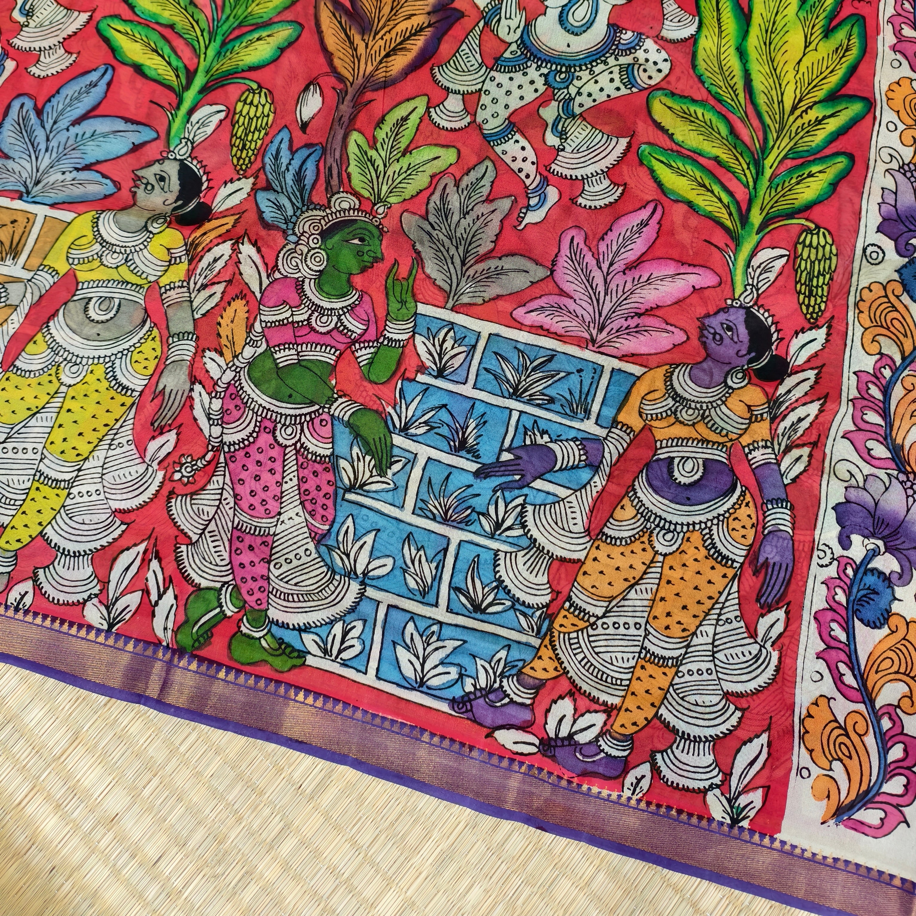 Pen kalamkari Mangalagiri silk saree