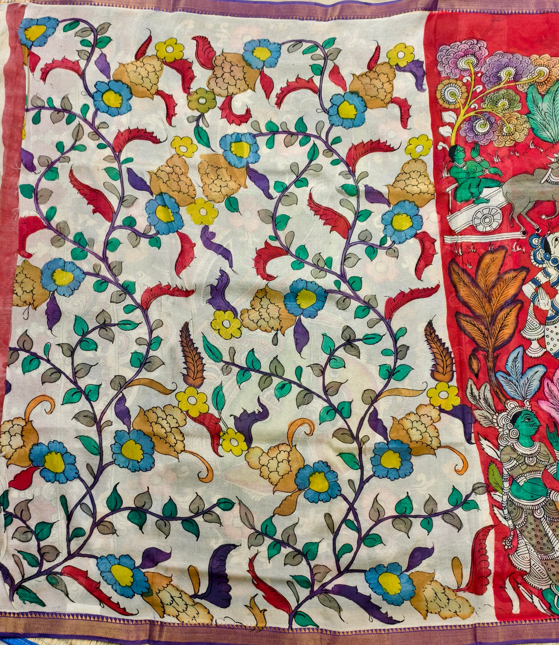 Pen kalamkari Mangalagiri silk saree