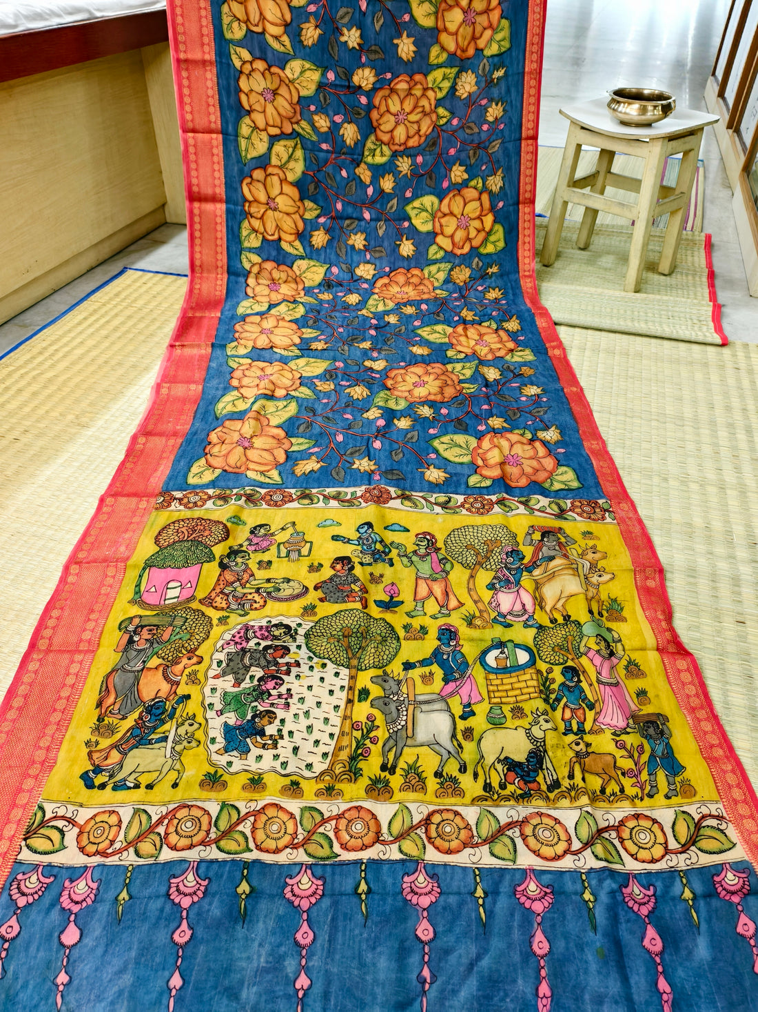 Pen kalamkari banglore silk saree