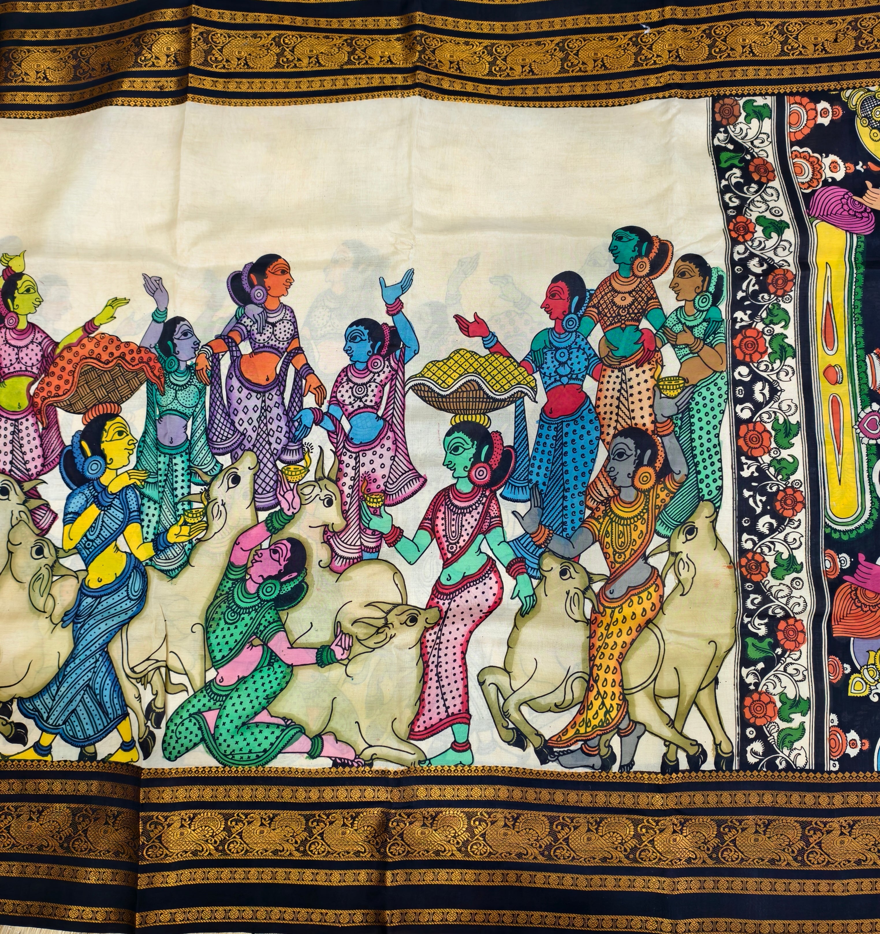 Pen kalamkari kanchi pattu saree