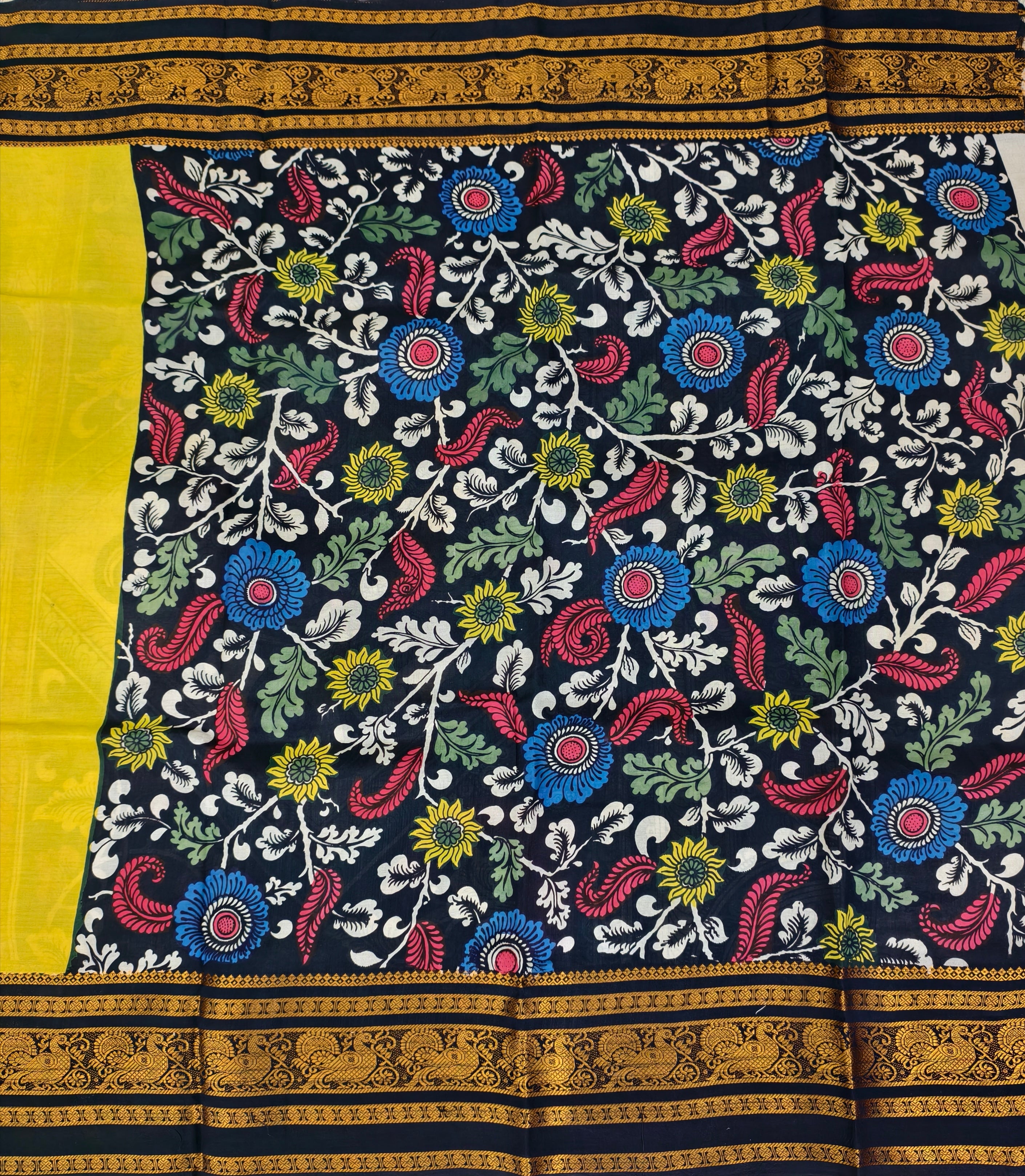 Pen kalamkari Kanchi pattu saree
