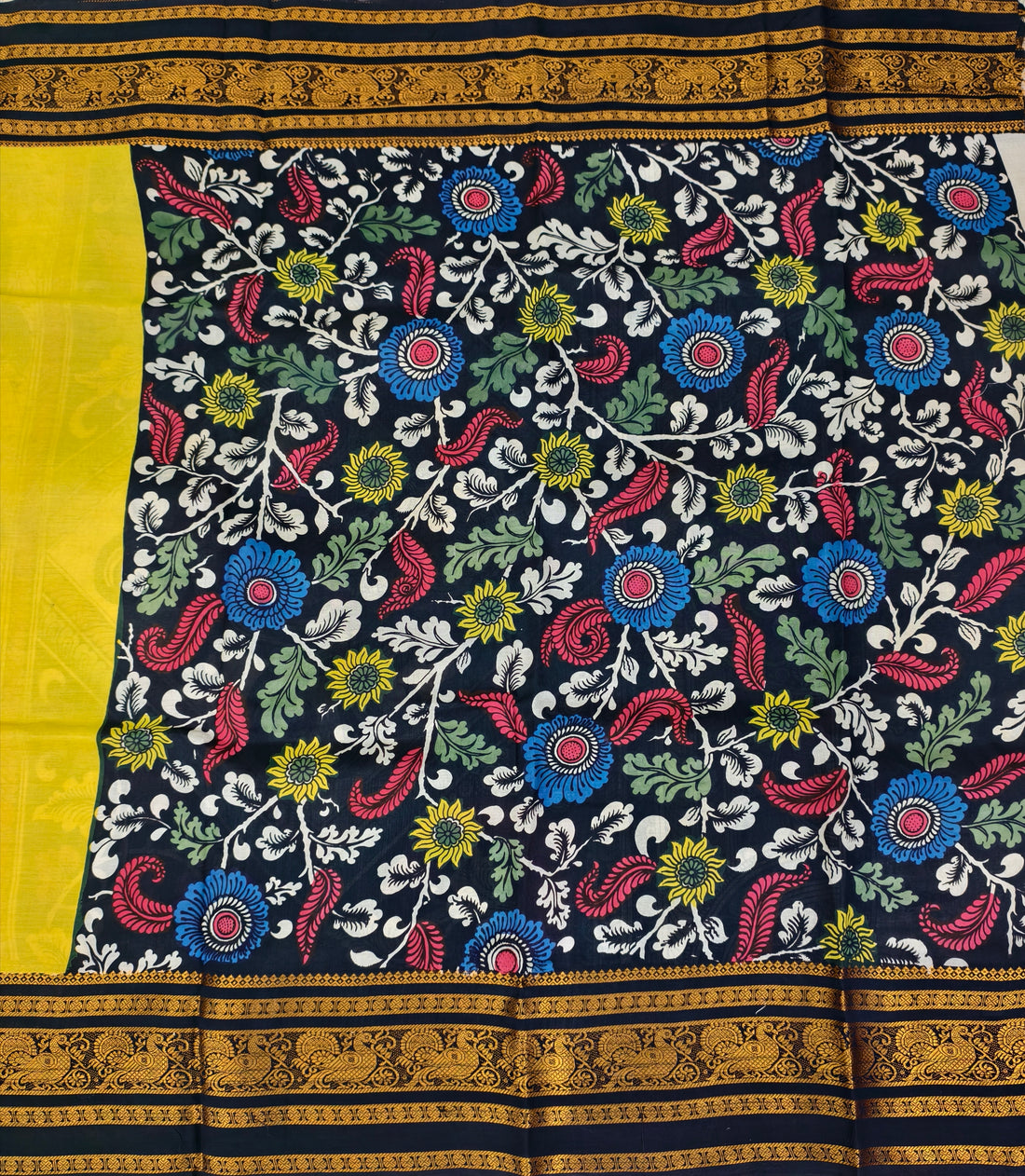 Pen kalamkari Kanchi pattu saree