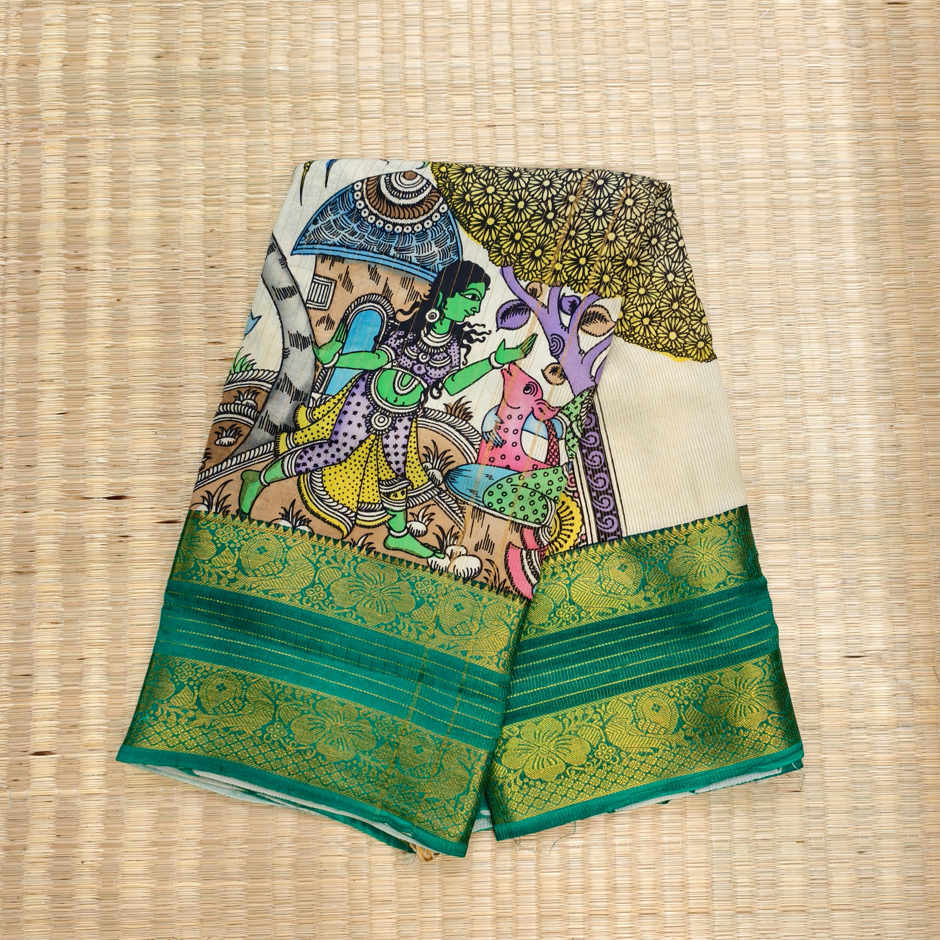 Pen kalamkari kanchi pattu saree