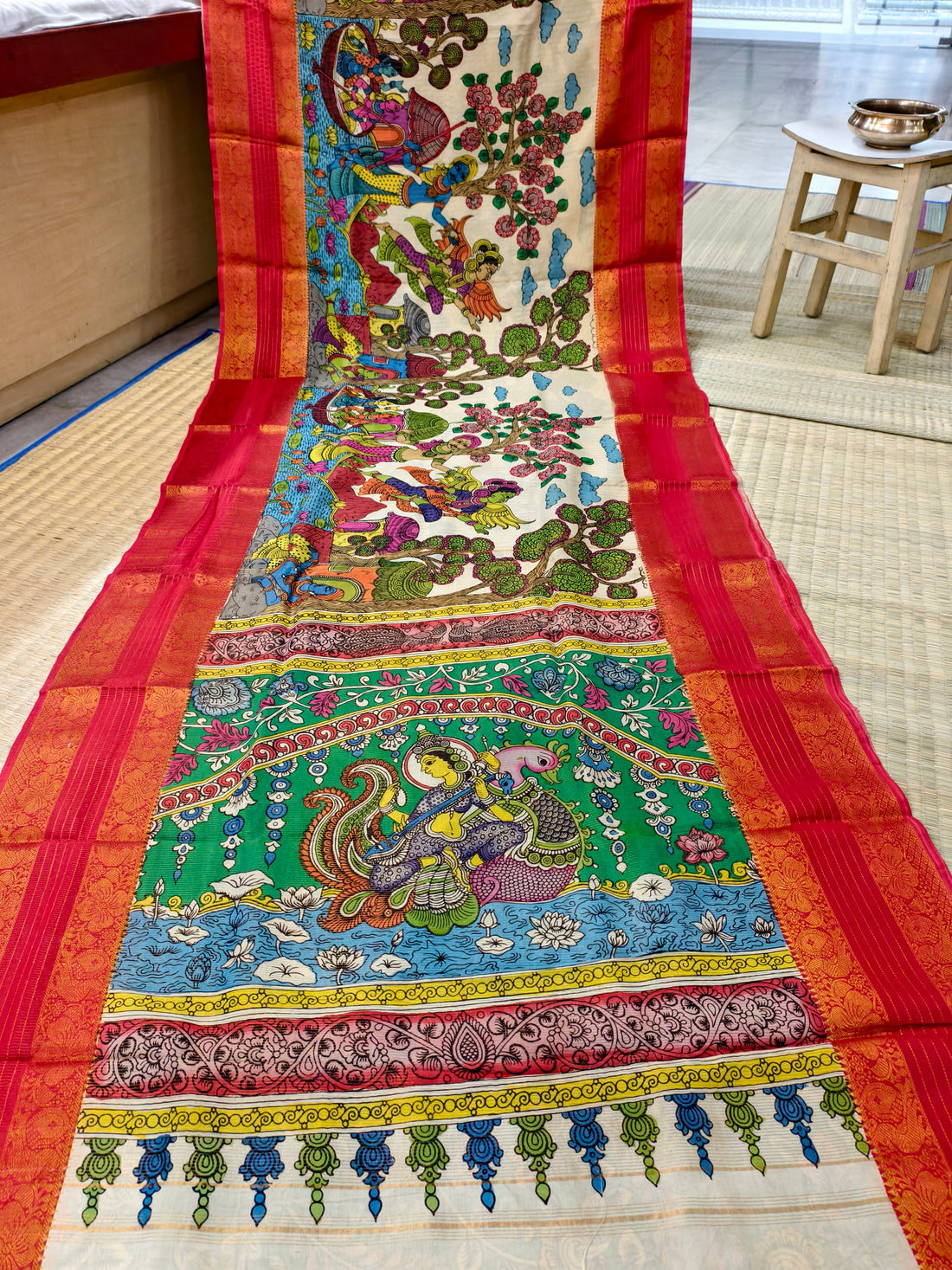 Pen kalamkari kanchi pattu saree