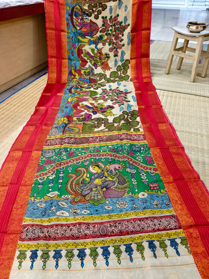 Pen kalamkari kanchi pattu saree