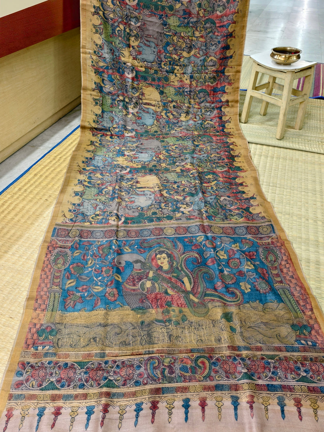 Pen kalamkari pure tussar silk saree