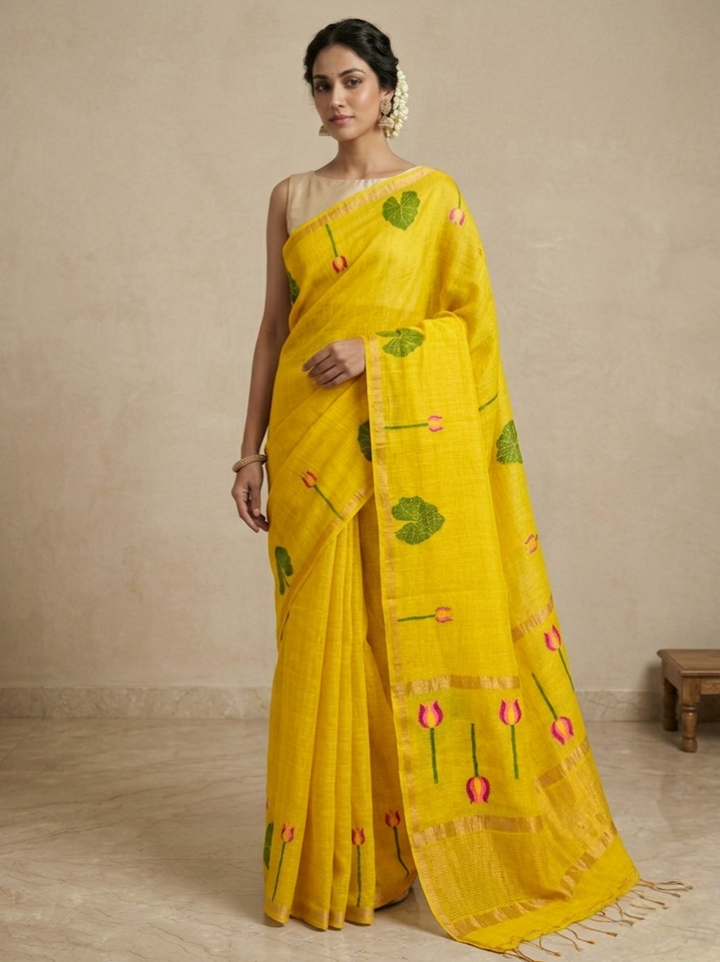 Lenin silk jamdani saree