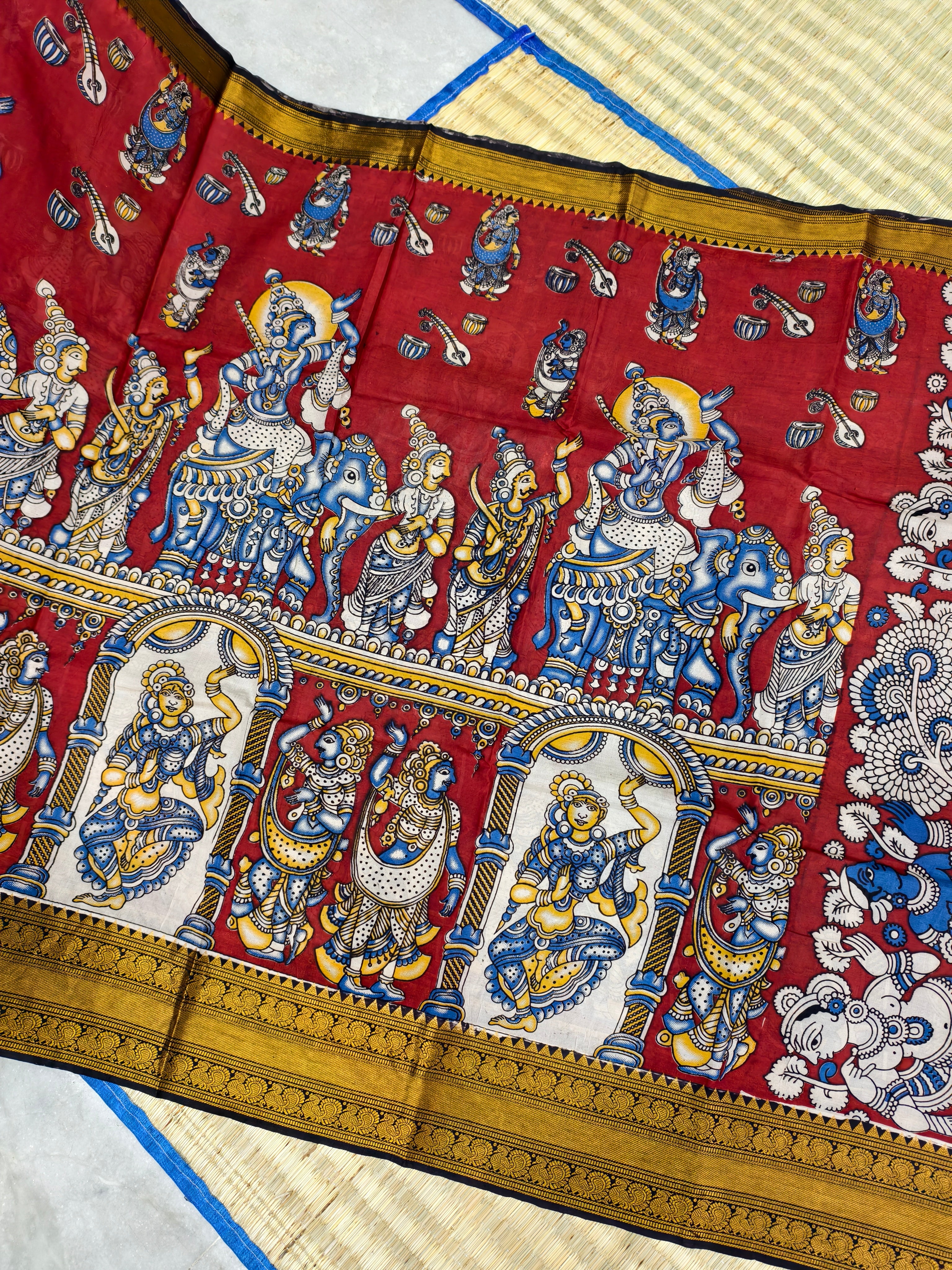 Kalamkari block printed Mangalagiri silksaree