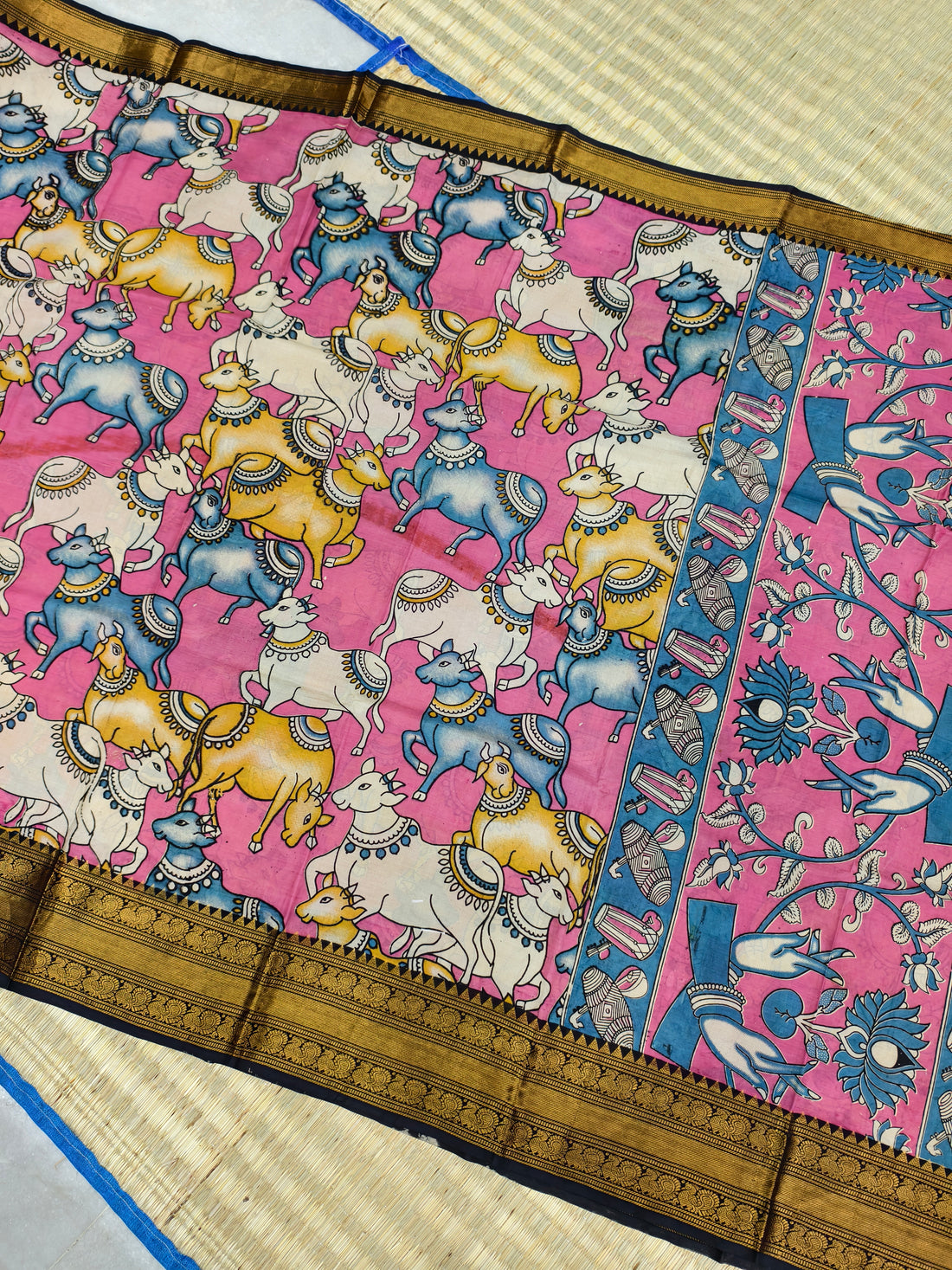 Kalamkari block printed Mangalagiri silksaree