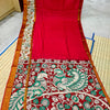 Plain Mangalagiri silk with kalamkari gap border