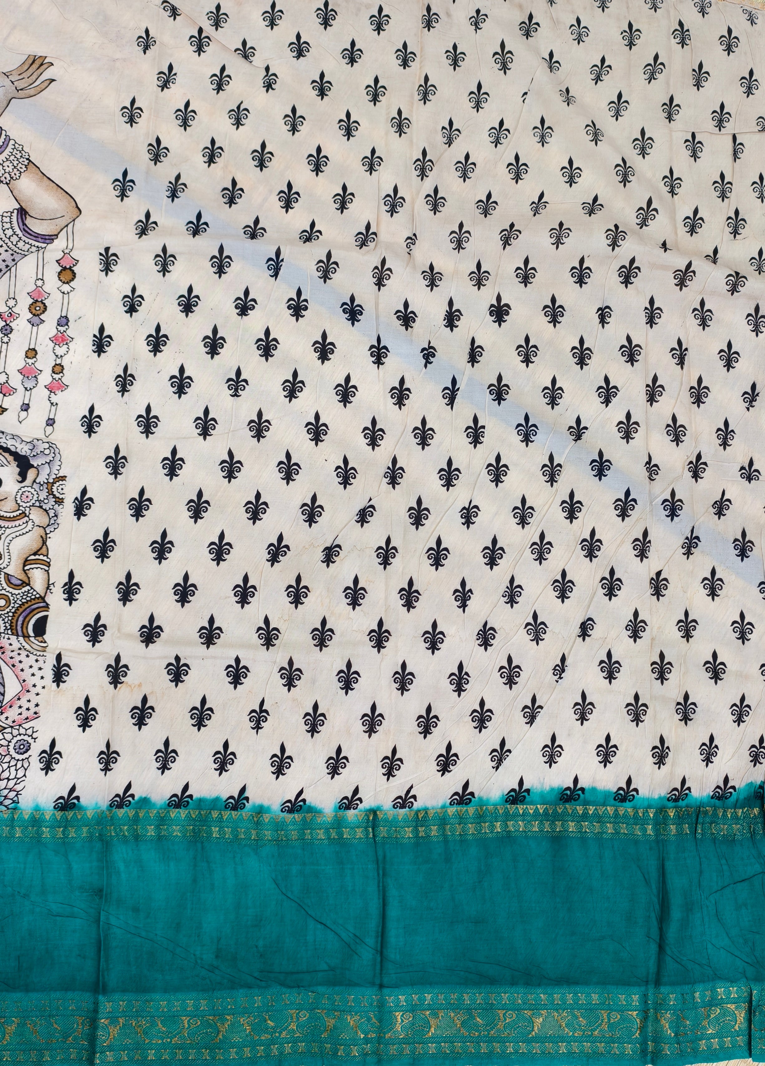 Kalamkari block printed Mangalagiri silksaree
