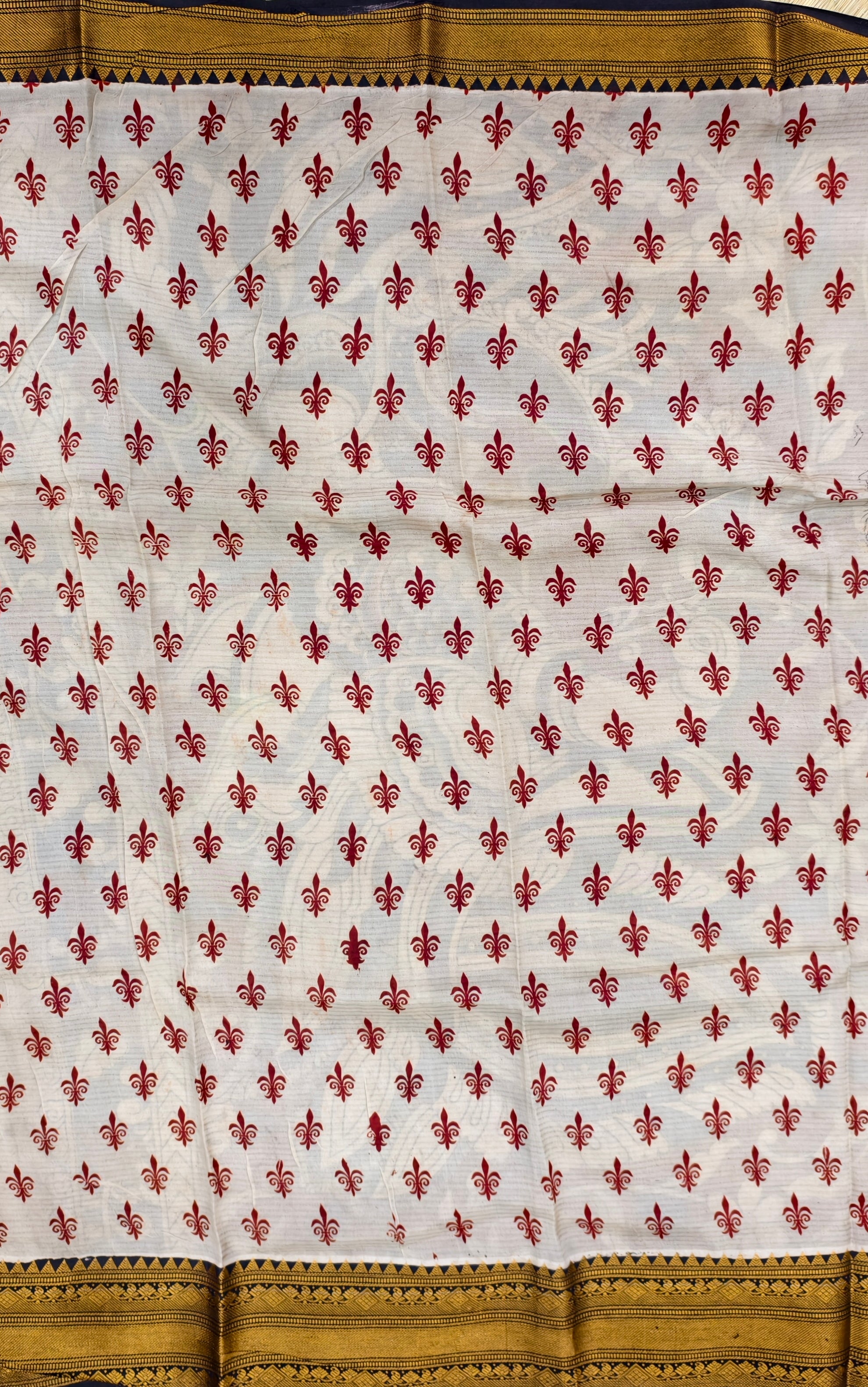 Kalamkari block printed Mangalagiri silk saree