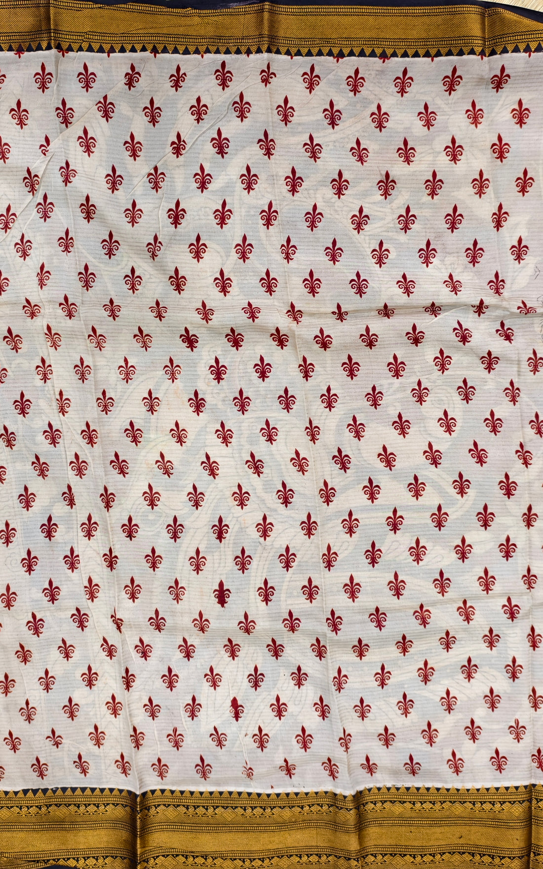 Kalamkari block printed Mangalagiri silk saree