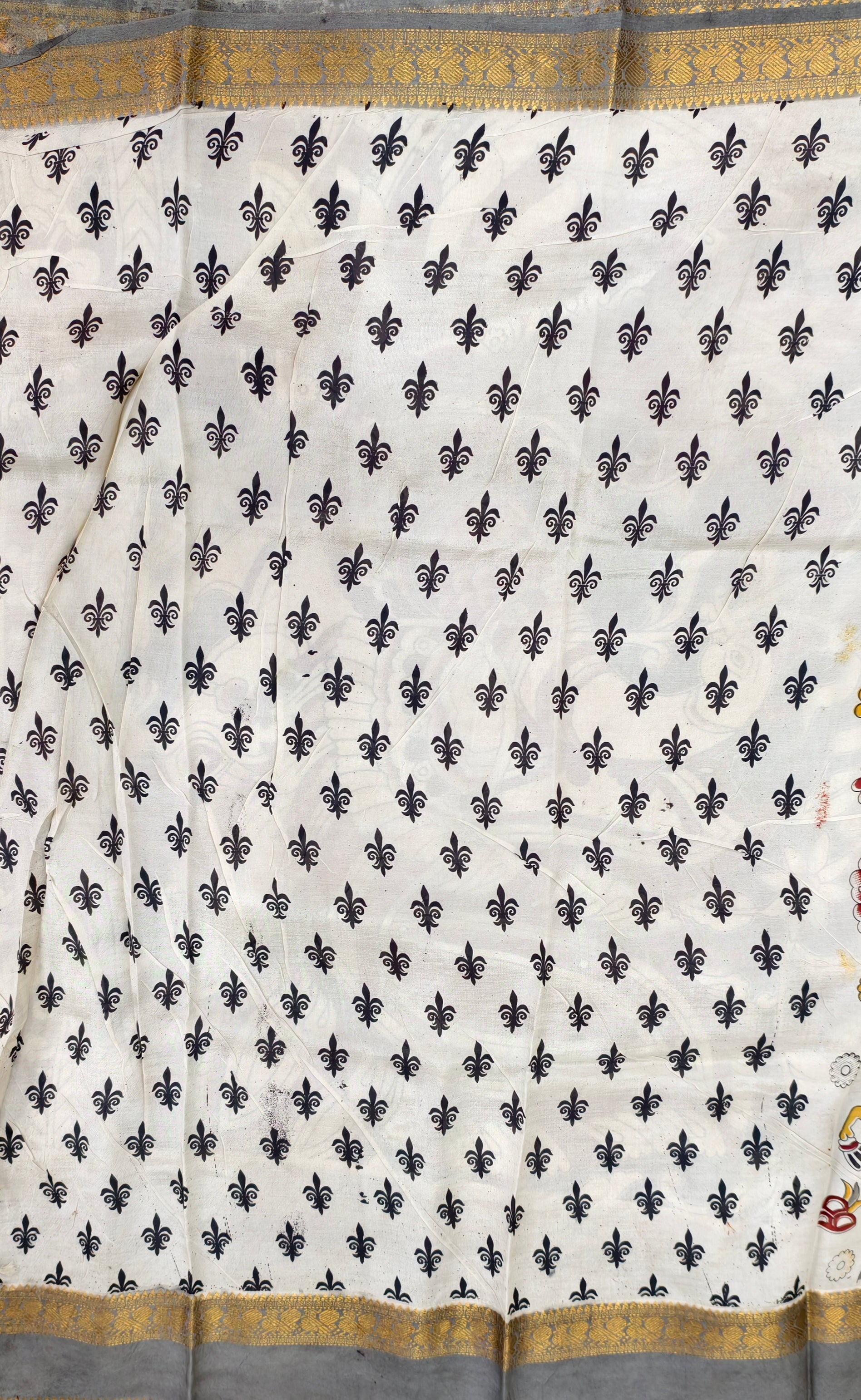 Kalamkari block printed Mangalagiri silksaree