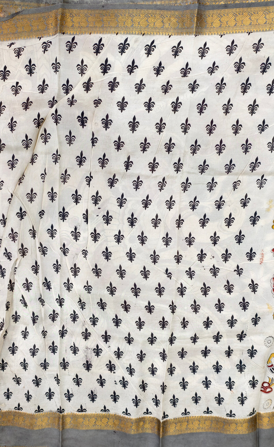 Kalamkari block printed Mangalagiri silksaree