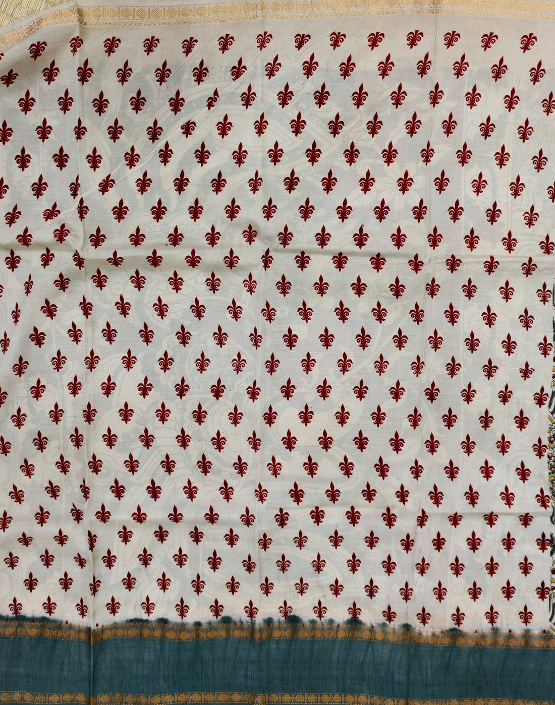 Kalamkari block printed Mangalagiri silksaree