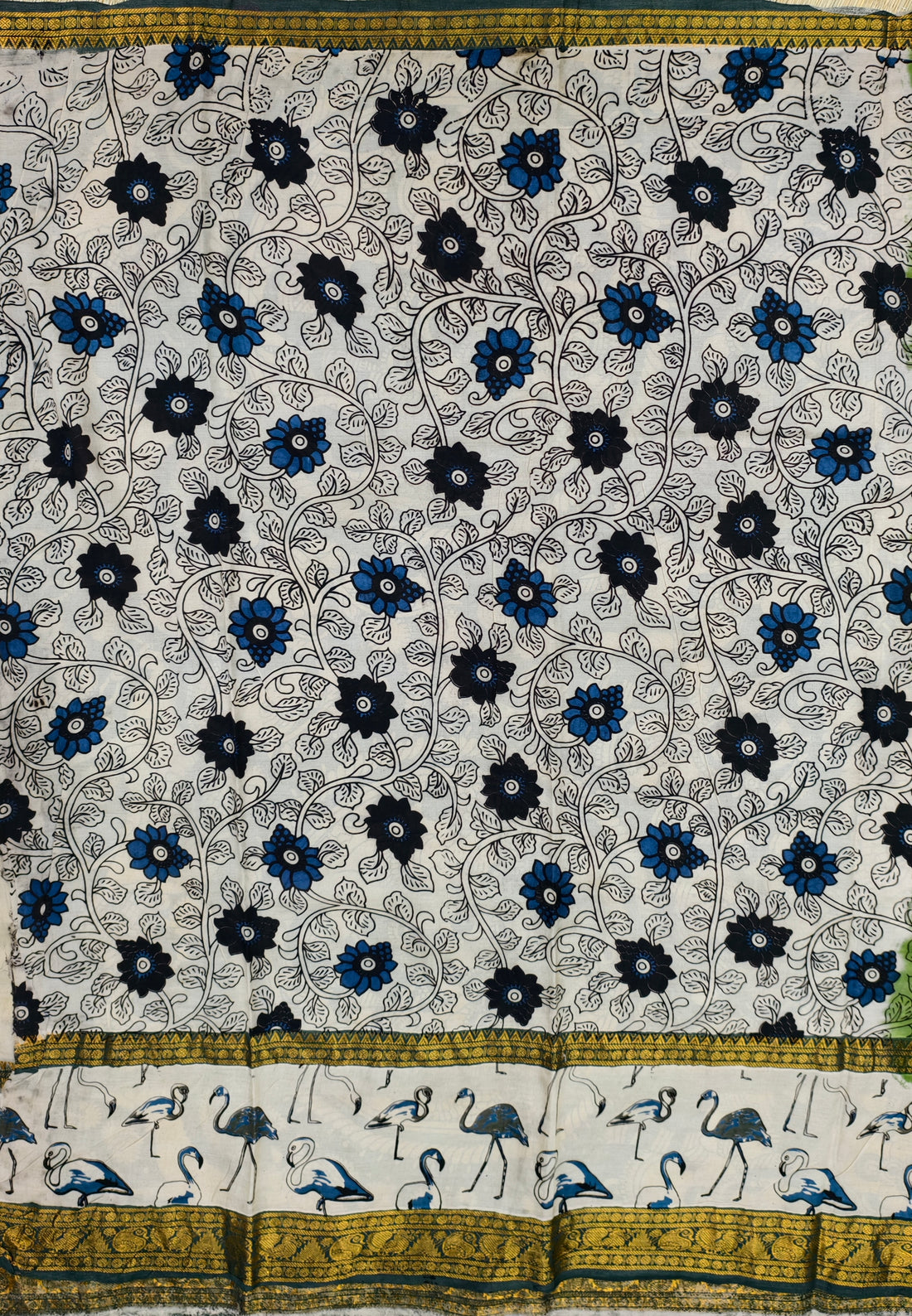 Plain Mangalagiri silk with kalamkari gap border