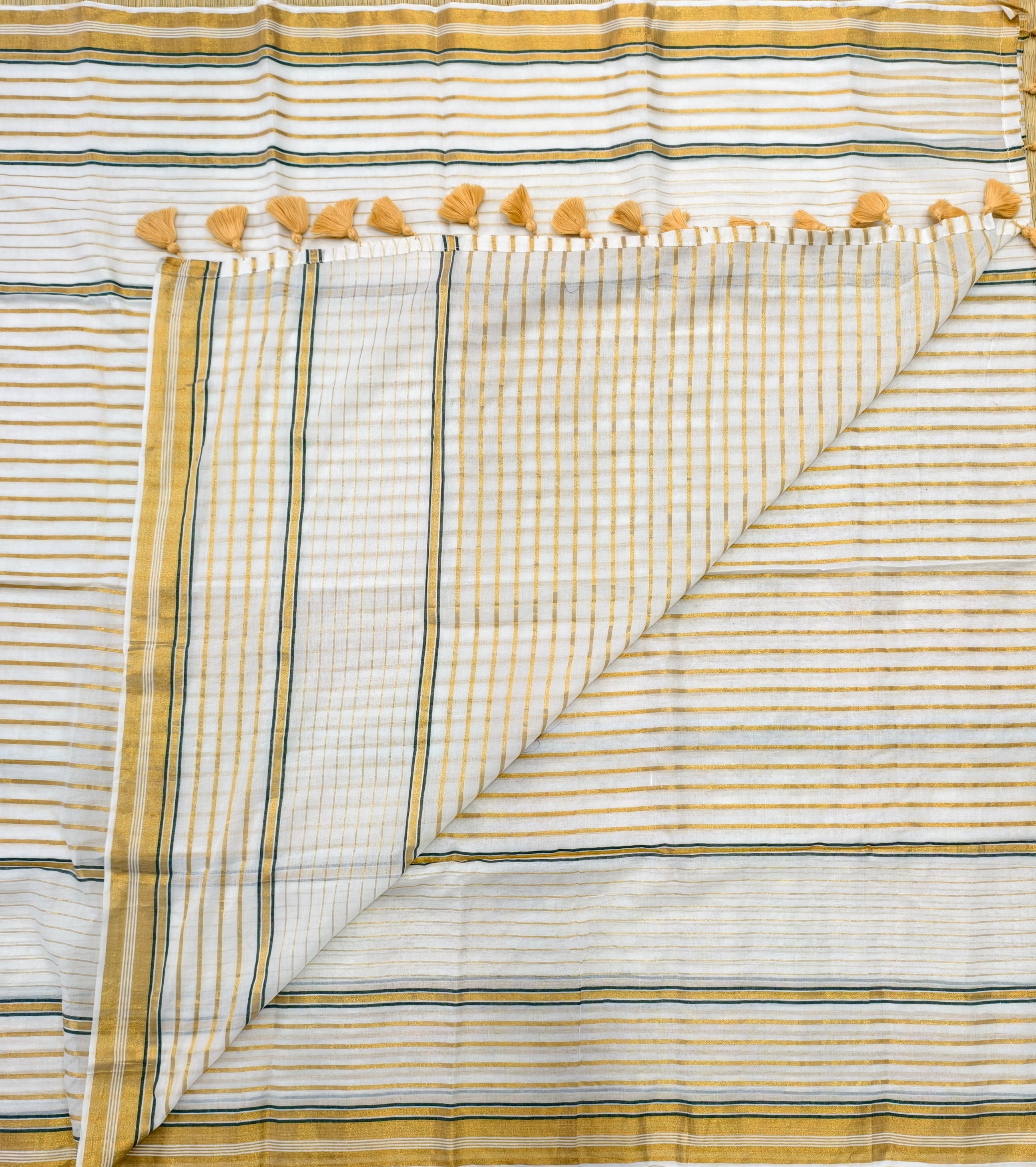 Mul cotton saree with zari stripes